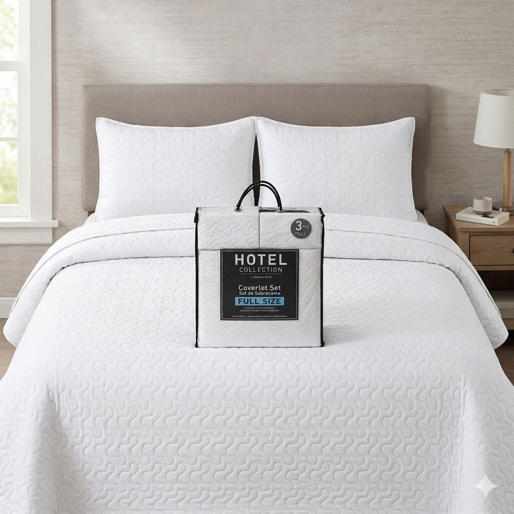SET DE CUBRECAMA LIGERO CON FUNDAS DE ALTA CALIDAD TAMAÑO MATRIMONIAL HOTEL COLLECTION 193X218CM