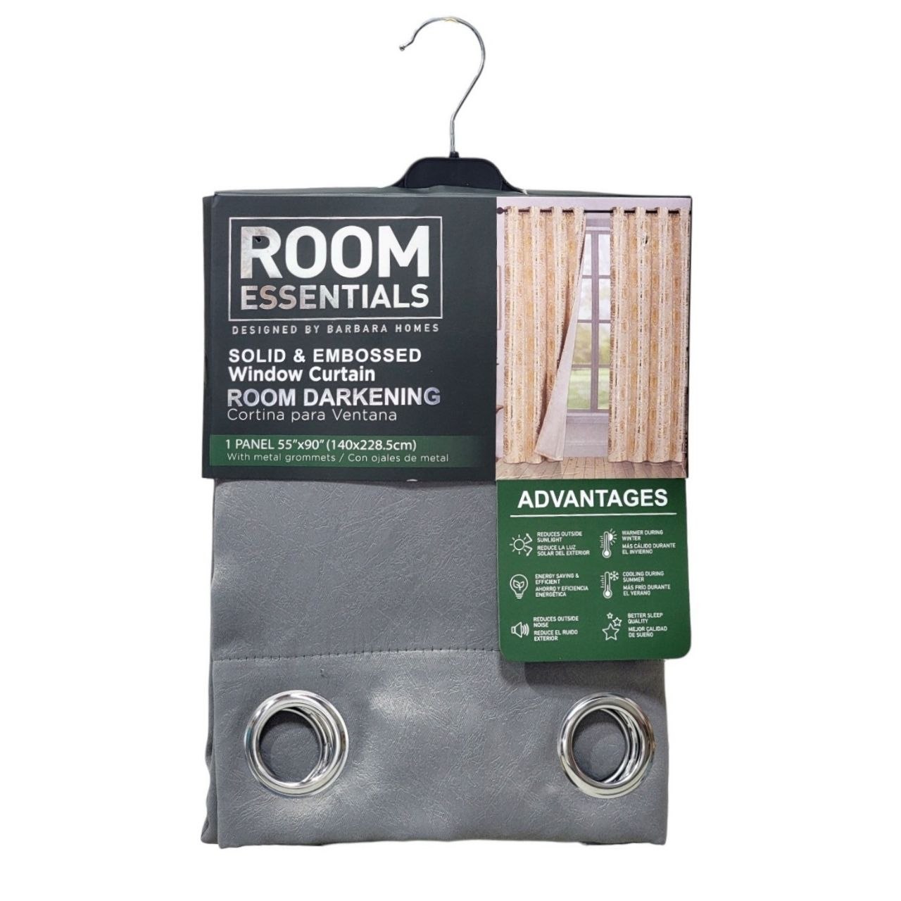 CORTINA DE VENTANA OSCURECEDORA BLACKOUT ROOM ESSENTIALS 140X228.5CM