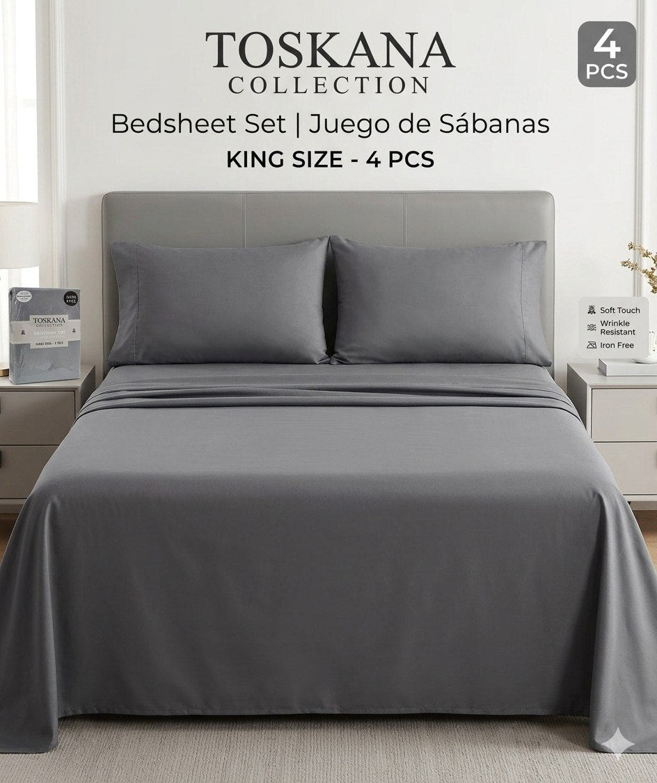 JUEGO DE SABANAS DE LUJO TAMAÑO KING 4PCS TOSKANA COLLECTION