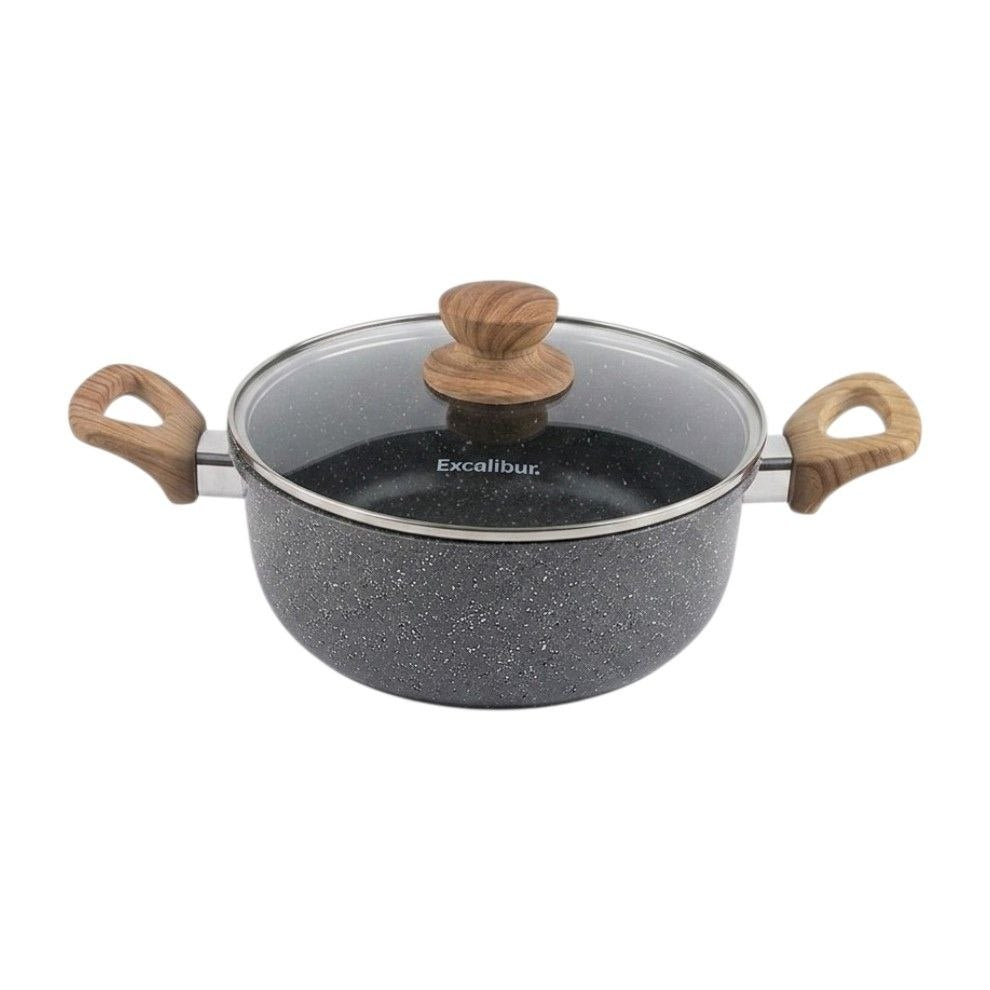 CACEROLA CON ACABADO DE GRANITO ANTIADHERENTE EXCALIBUR 24CM