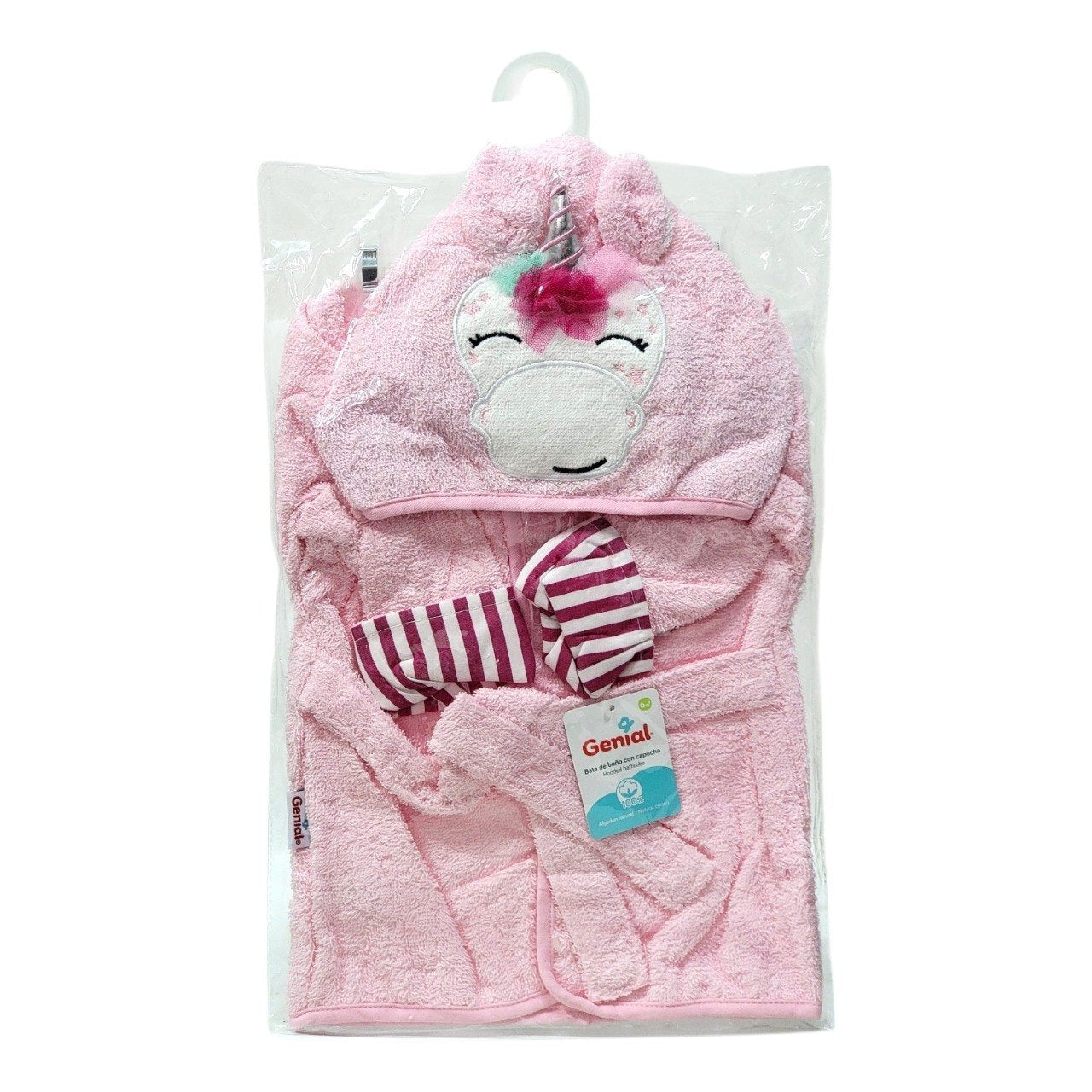 TOALLA DE BAÑO PARA BEBE CON CAPUCHA DE ALGODON NATURAL GENIAL