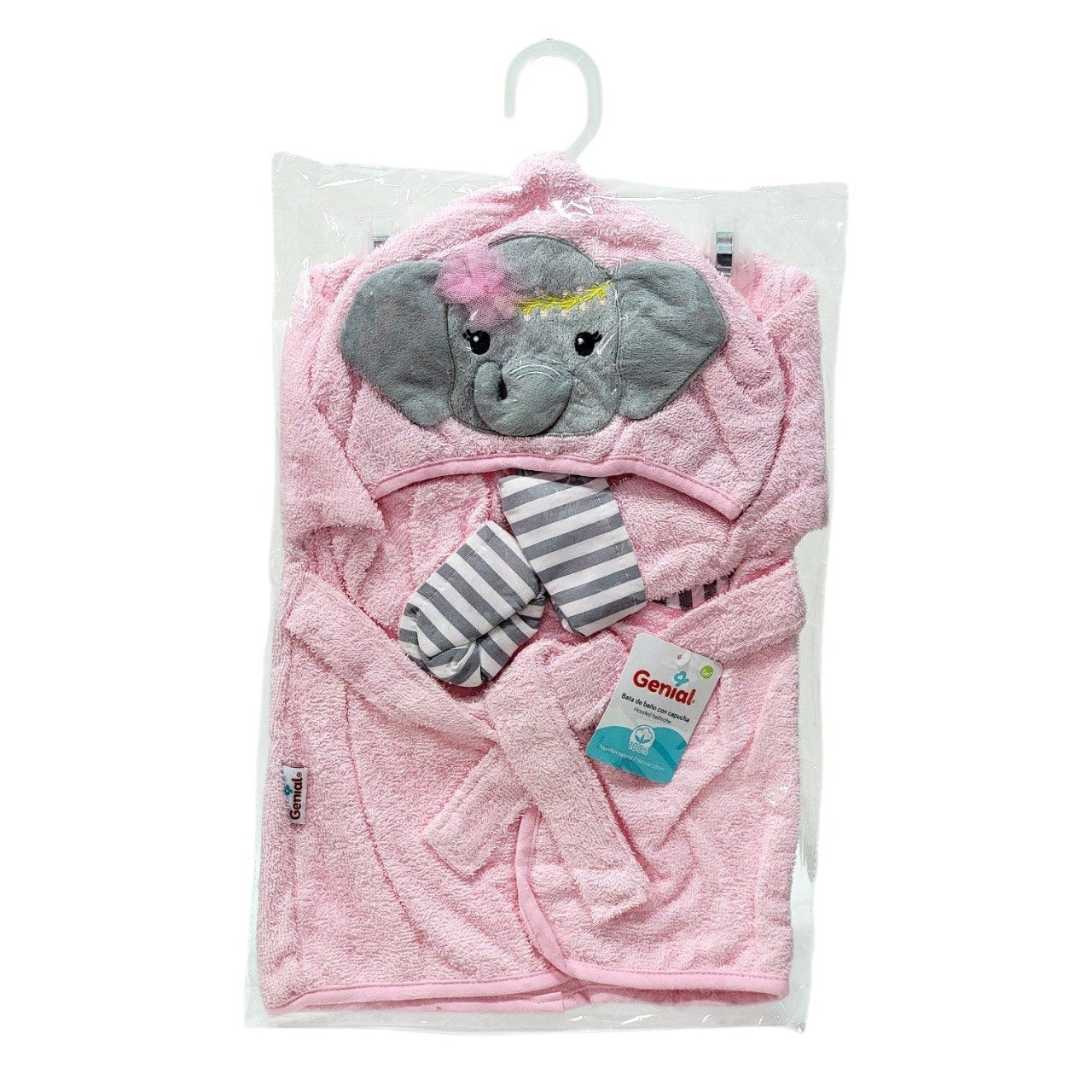 TOALLA DE BAÑO PARA BEBE CON CAPUCHA DE ALGODON NATURAL GENIAL