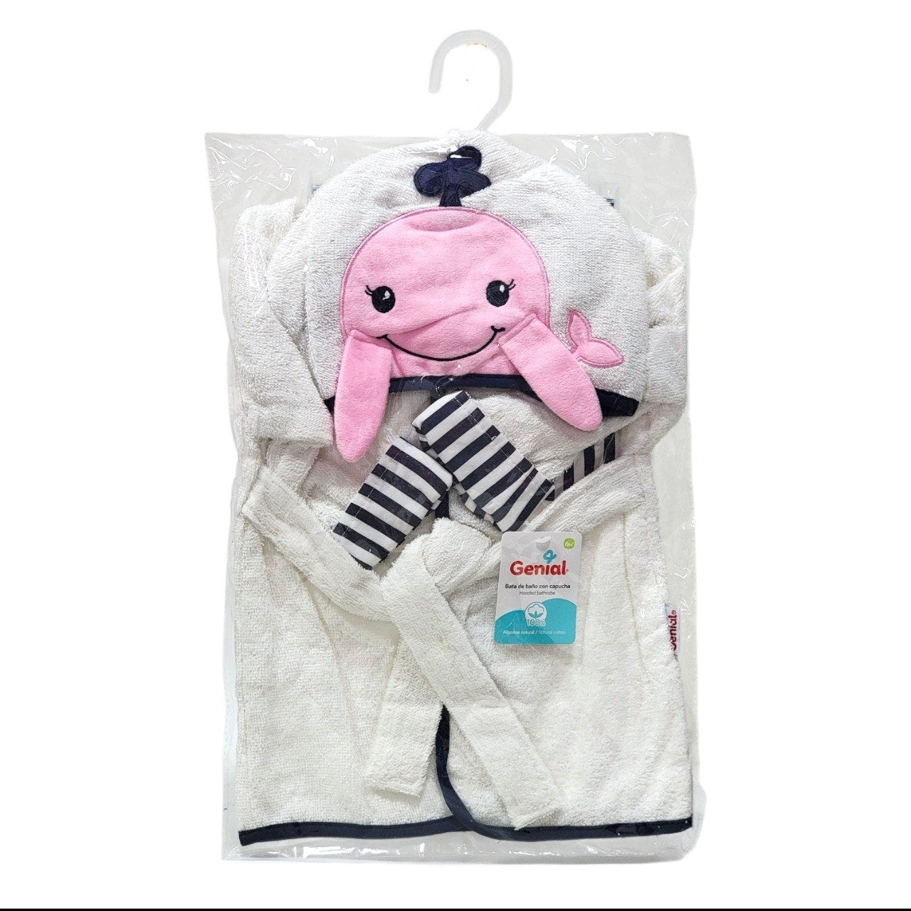 TOALLA DE BAÑO PARA BEBE CON CAPUCHA DE ALGODON NATURAL GENIAL