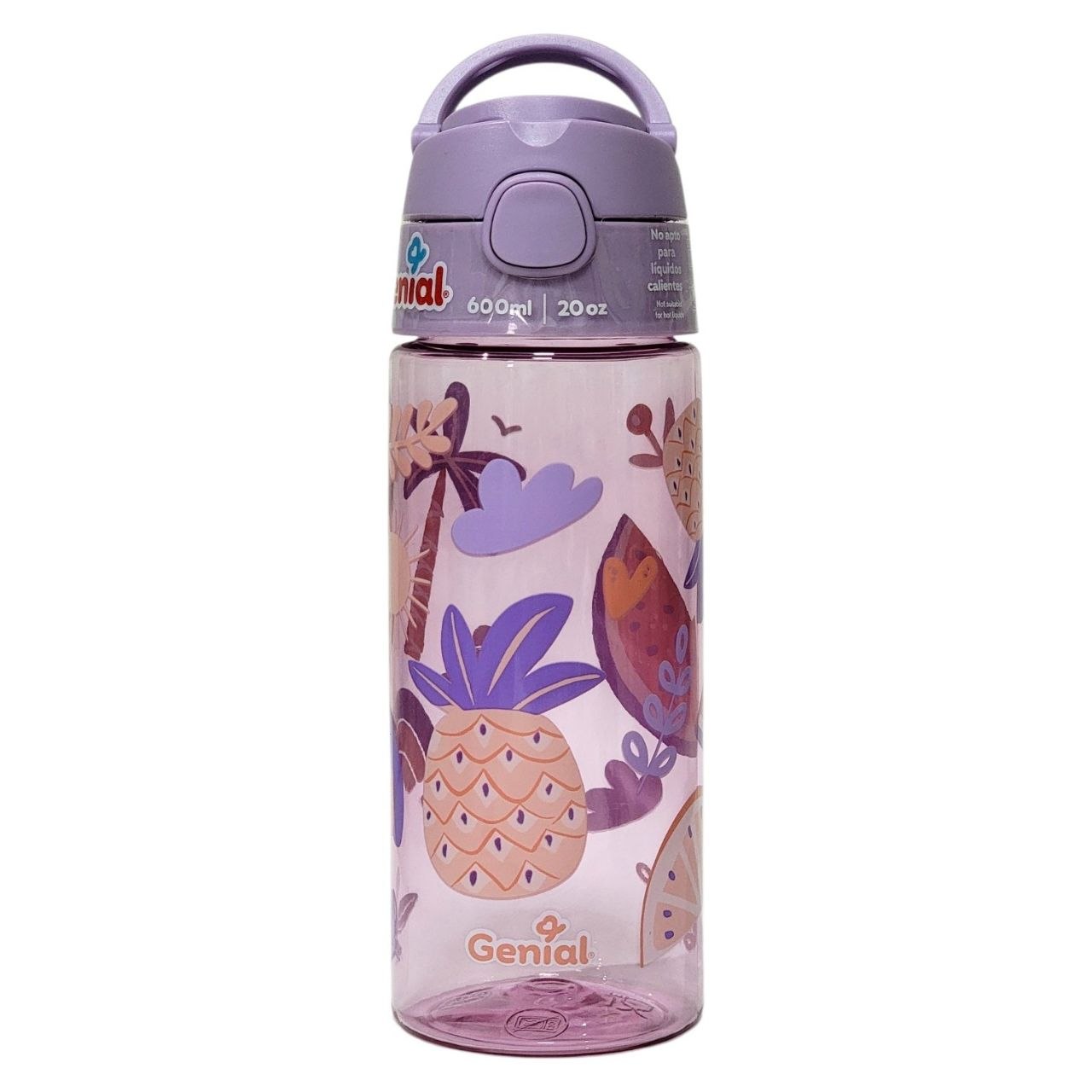 BOTELLA PLASTICA INFANTIL PORTATIL CON BOTON DE APERTURA GENIAL 600ML