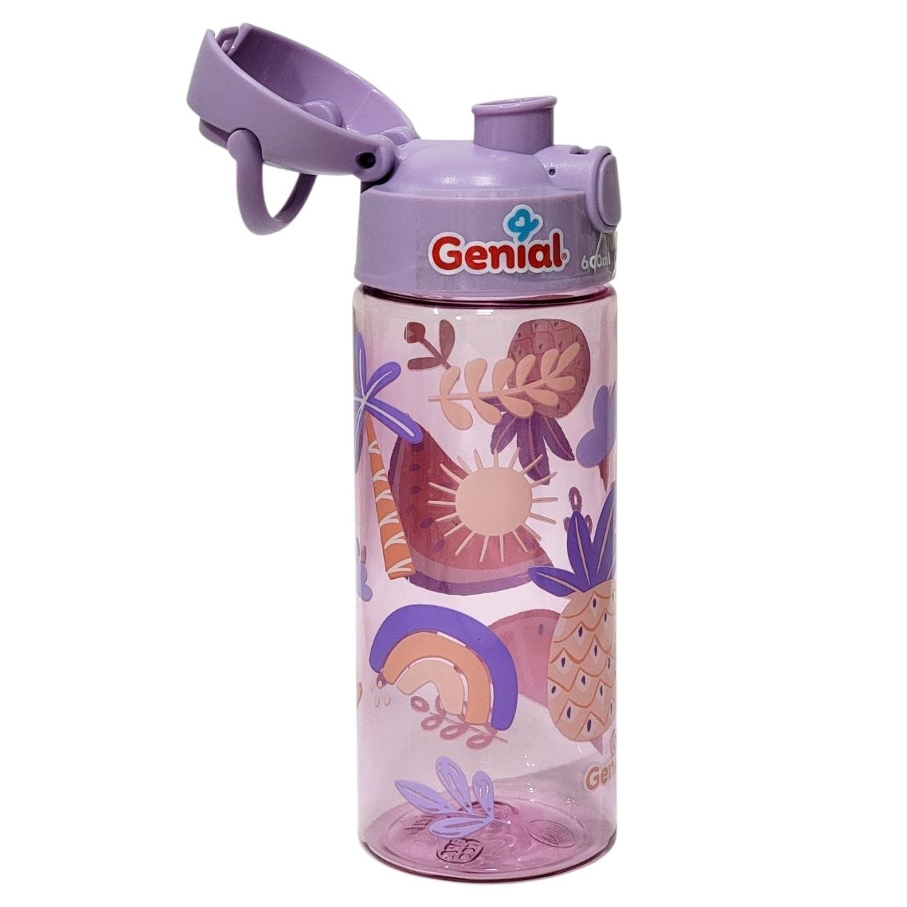 BOTELLA PLASTICA INFANTIL PORTATIL CON BOTON DE APERTURA GENIAL 600ML