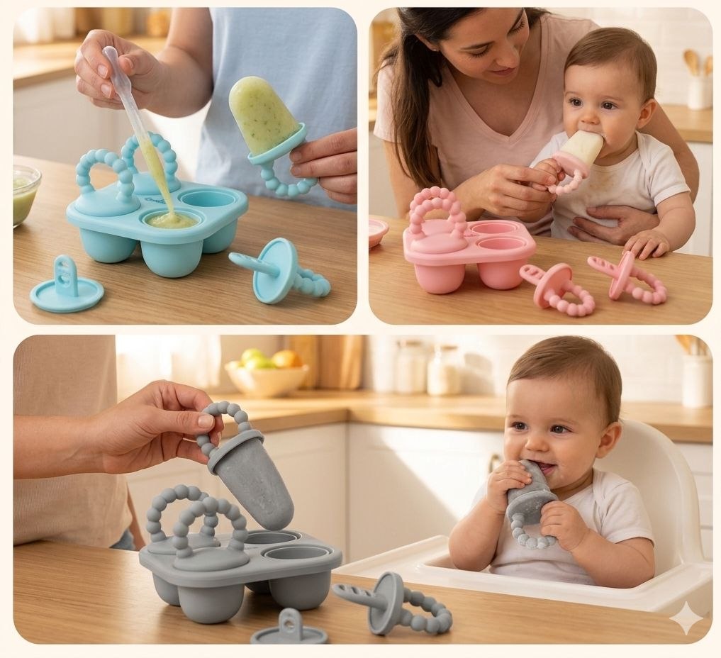 MOLDE DE SILICONA PARA PALETAS PARA BEBES 4 ESPACIOS GENIAL 26ML