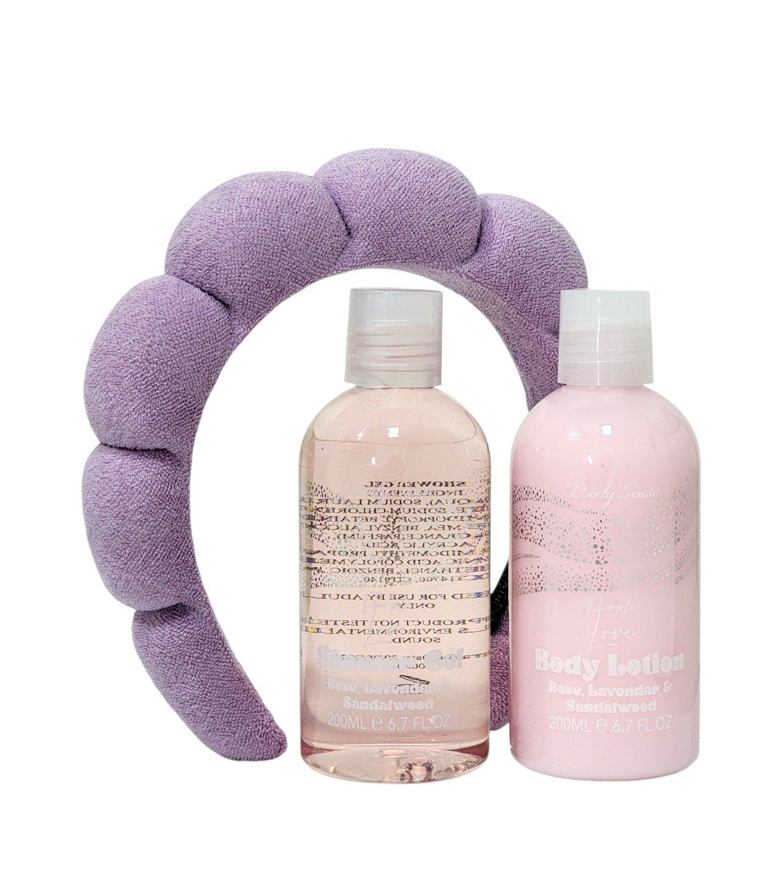 SET DE REGALO DE CUIDADO PERSONAL NUTRITIVO AROMA A ROSAS LAVANDA Y SANDALO 3PCS BODY SENSE