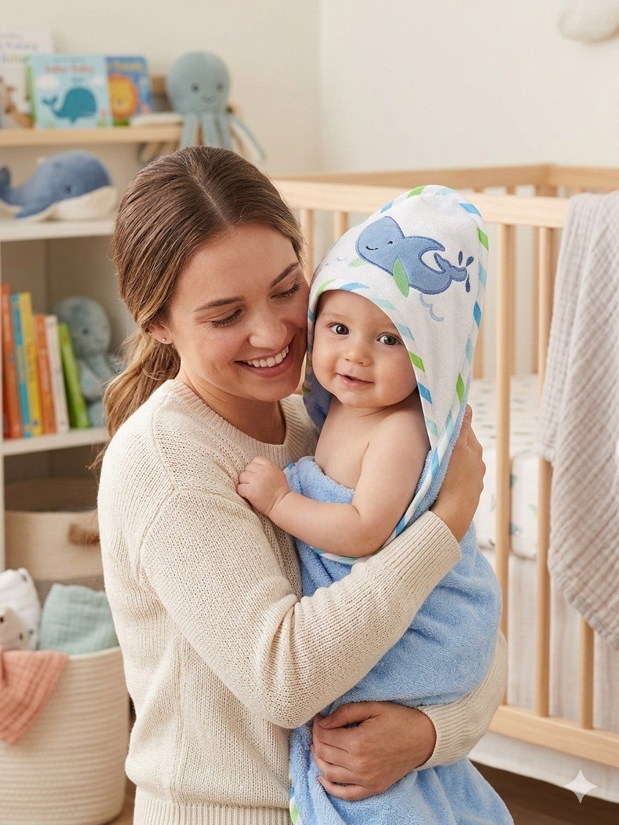 TOALLA DE BAÑO PARA BEBE DE ALGODON NATURAL GENIAL 76X76CM
