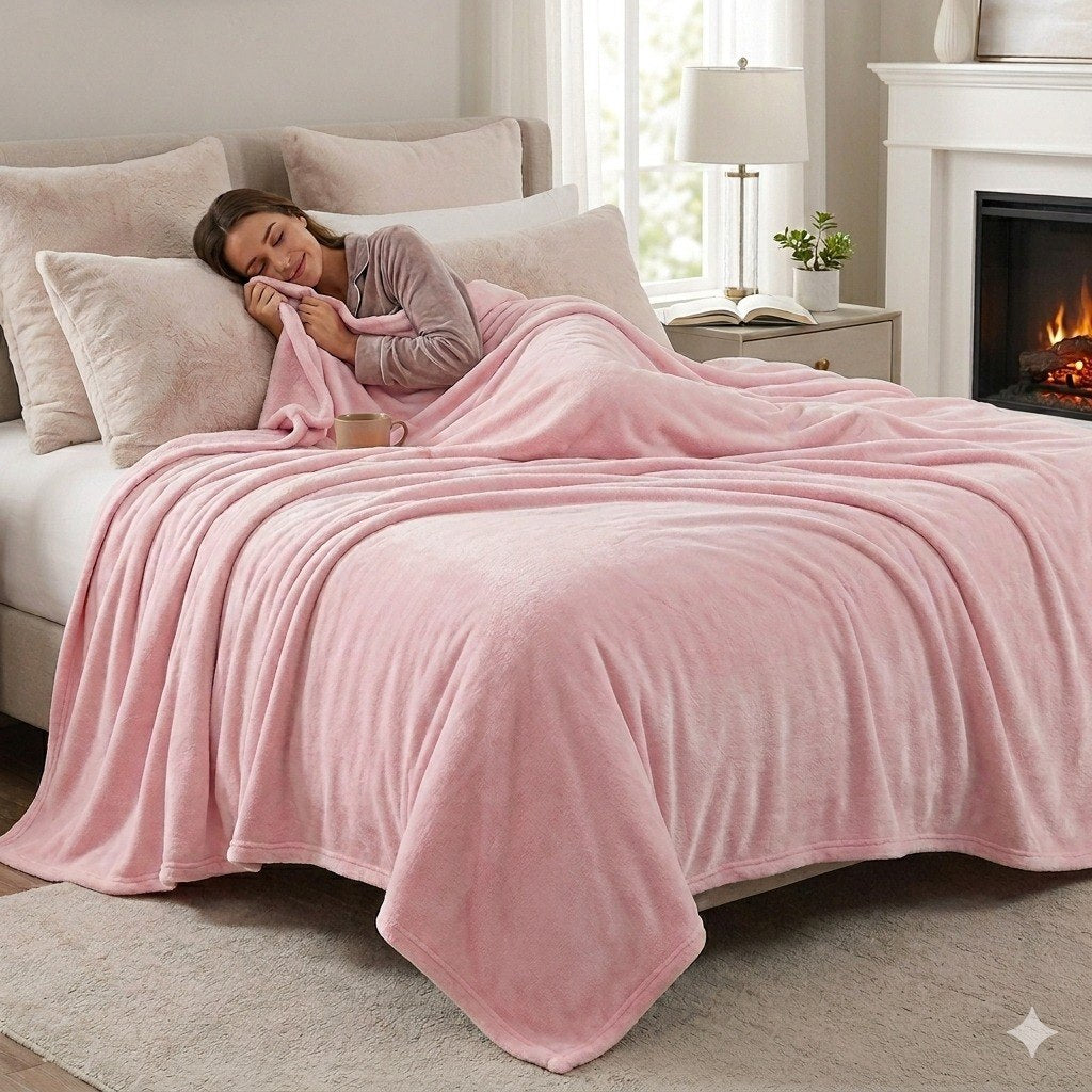 MANTA DE LANA CORAL TEXTURA SUAVE TAMAÑO KING SCARLETT CLASSICS