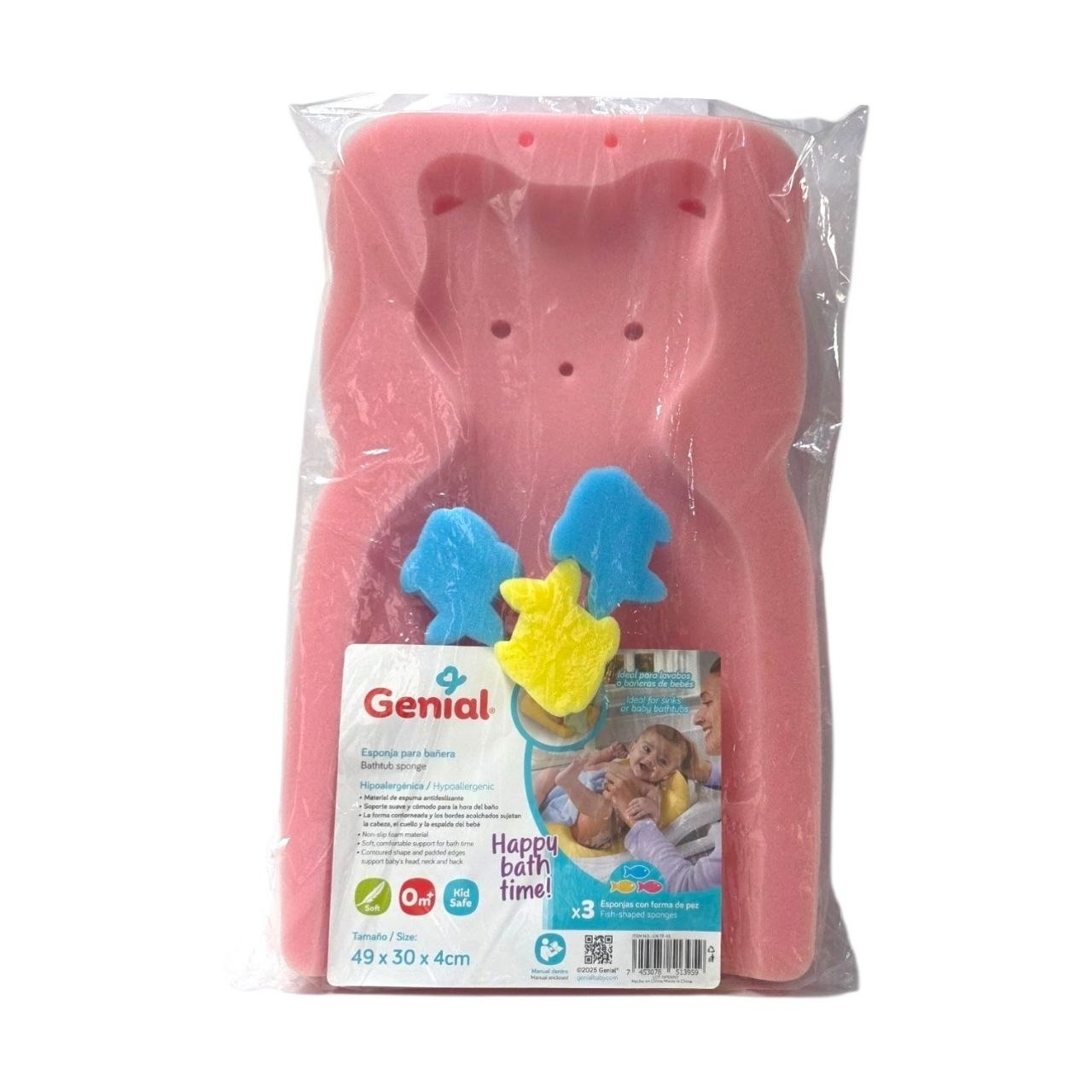 ESPONJA DE SOPORTE PARA BAÑERA DE BEBE CON ESPONJAS DE JUGUETE GENIAL 49X30x4CM
