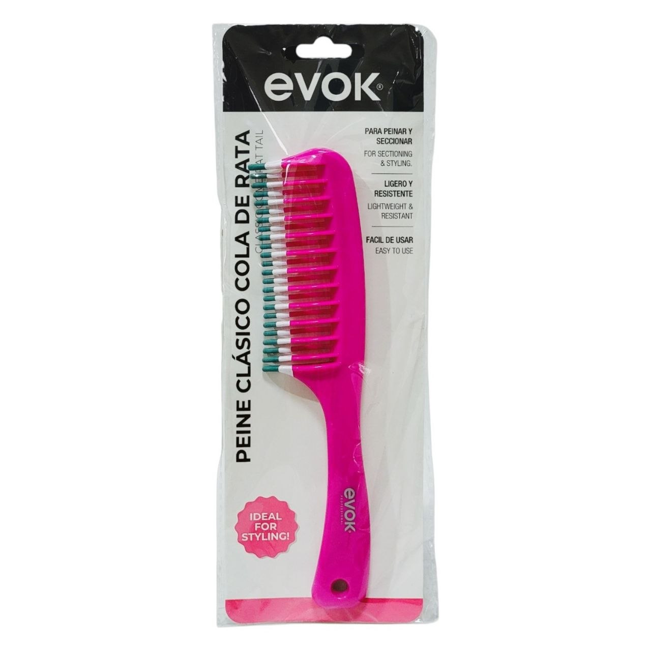 PEINE PARA EL CABELLO DESENREDANTE ANTIROTURAS DE DIENTES ANCHOS EVOK