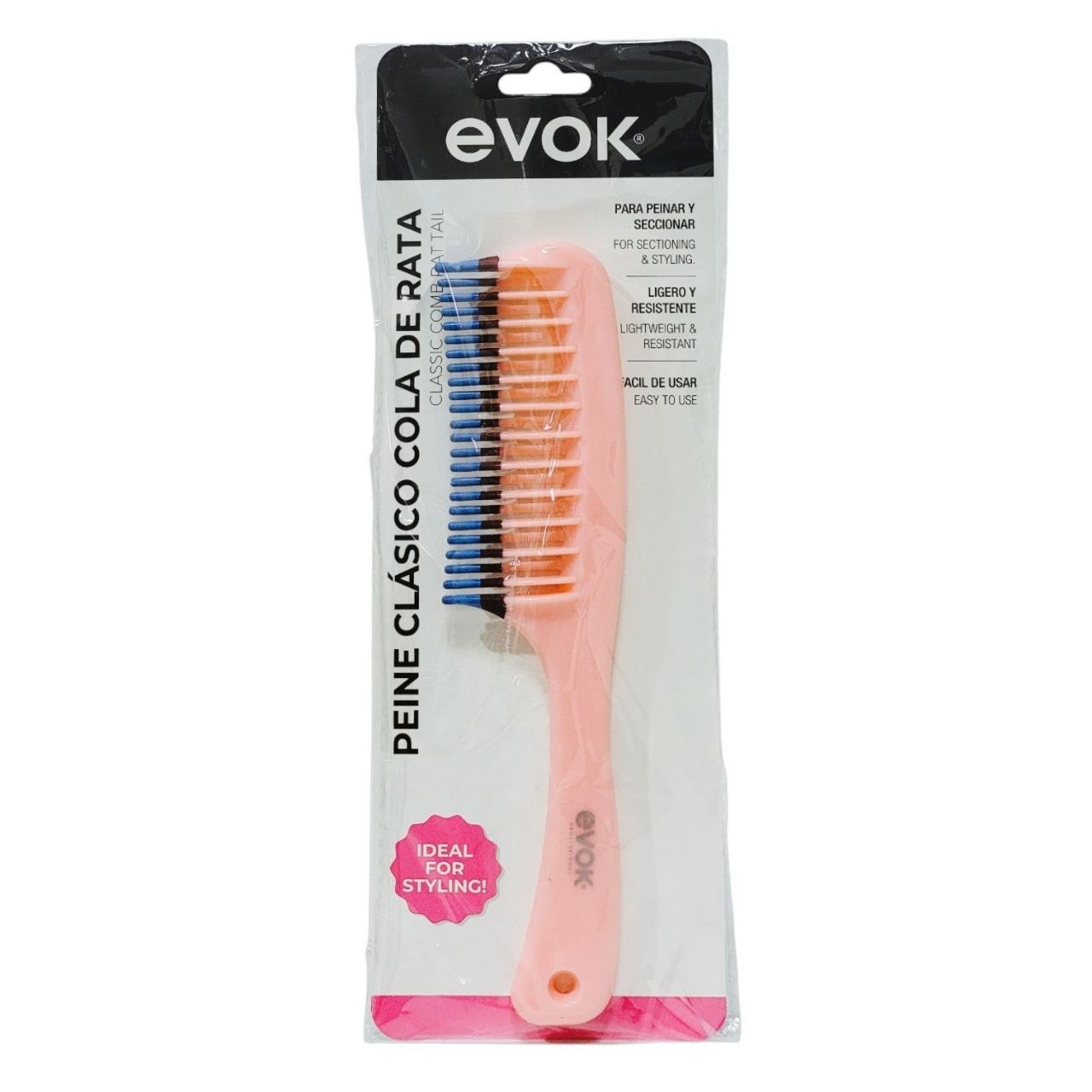 PEINE PARA EL CABELLO DESENREDANTE ANTIROTURAS DE DIENTES ANCHOS EVOK