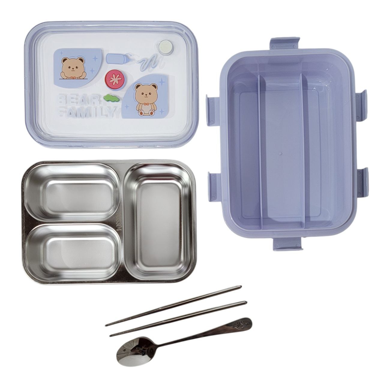 LONCHERA CON BANDEJA DE ACERO INOXIDABLE LAXON 6.5X16.2X22.2CM
