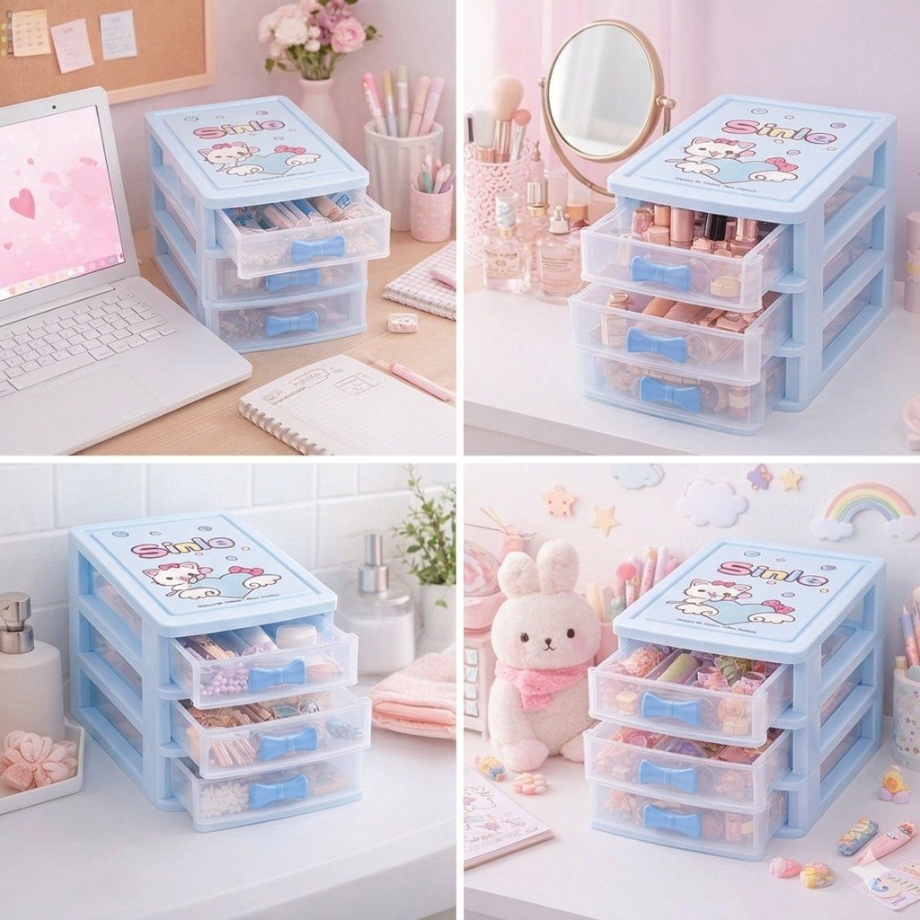 ORGANIZADOR DE CAJONES TRANSPARENTE DE 3 NIVELES LOTUS 14X15X17CM