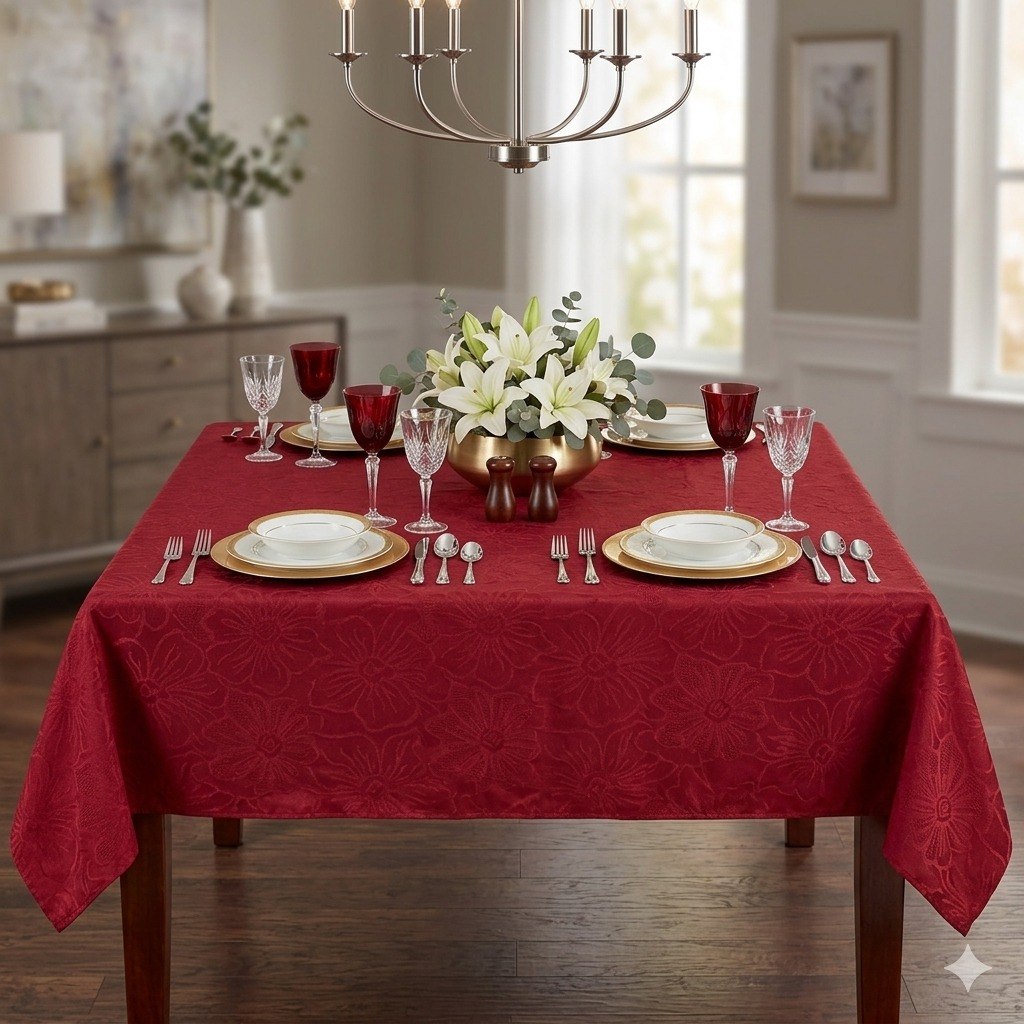 MANTEL CON TEJIDO JACQUARD ELEGANTE APRUEBA DE AGUA SCARLETT CLASSICS 152X228CM