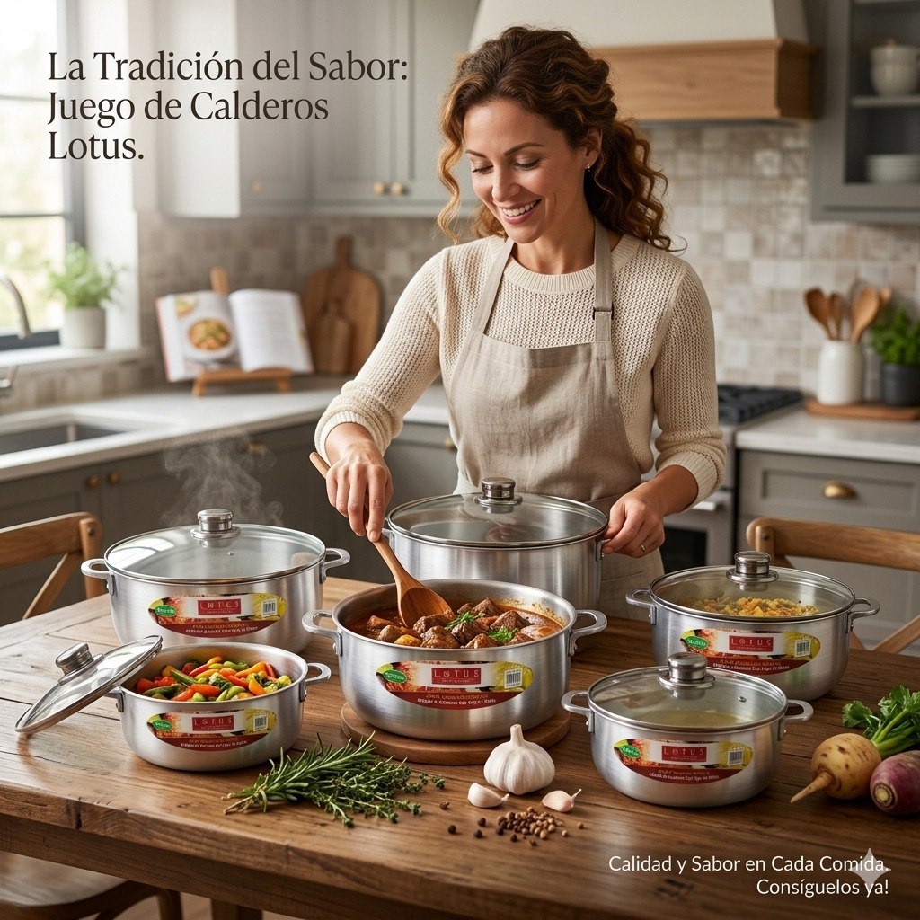 SET DE CALDEROS DE ALUMINIO CON ACABADO SATINADO CON TAPAS 12PCS LOTUS