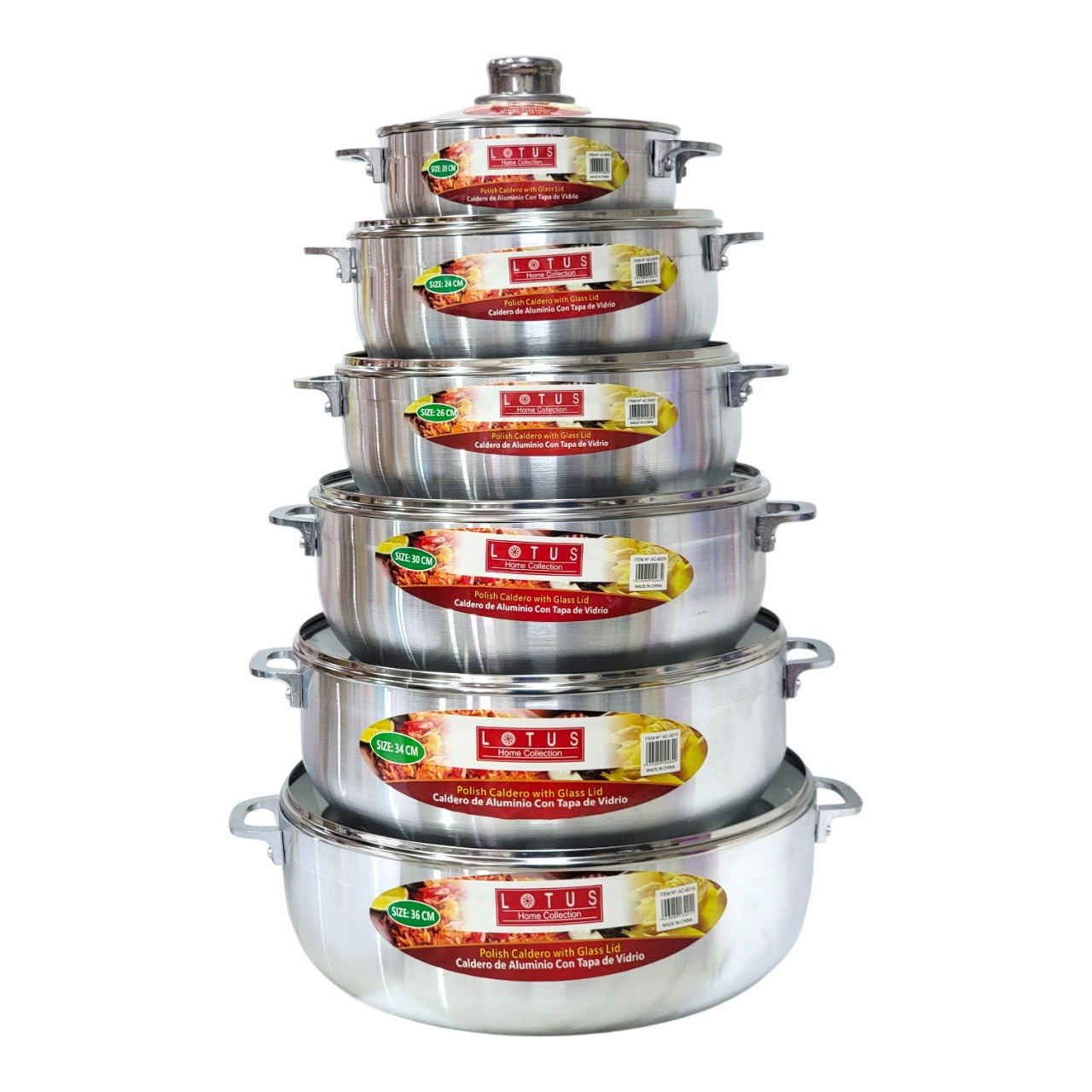 SET DE CALDEROS DE ALUMINIO CON ACABADO SATINADO CON TAPAS 12PCS LOTUS