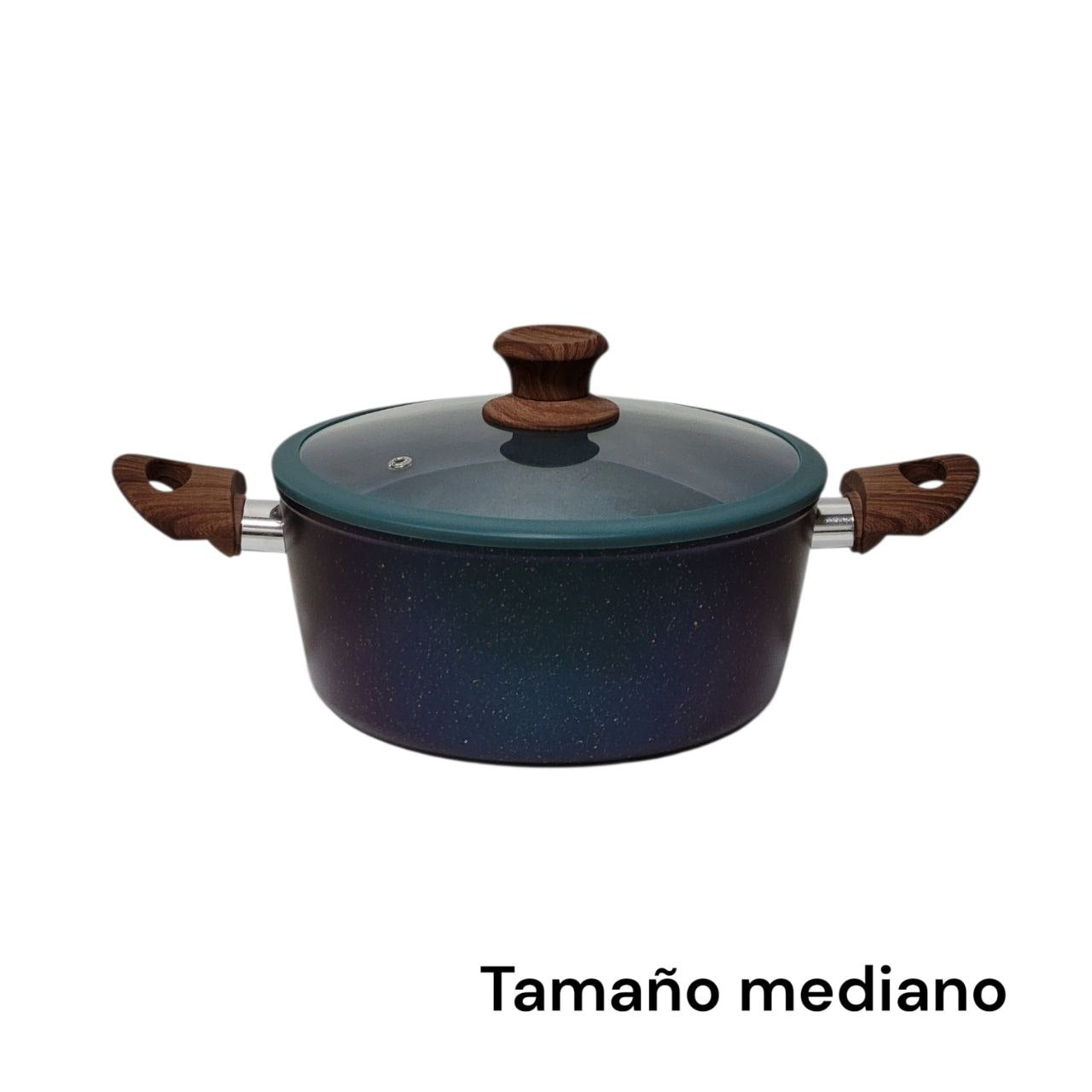 JUEGO DE OLLAS Y SARTENES ANTIADHERENTES CON TAPADERA DE VIDRIO Y BASE DE INDUCCION 5PCS EPICURE
