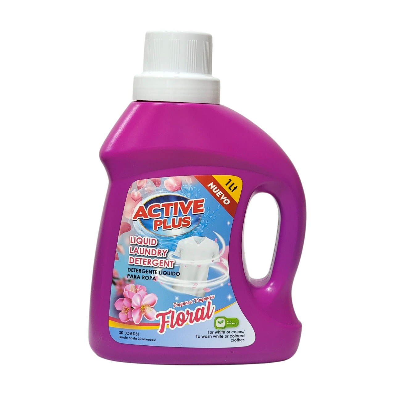 DETERGENTE LIQUIDO CONCENTRADO CON AROMA FLORAL ACTIVE PLUS 1L