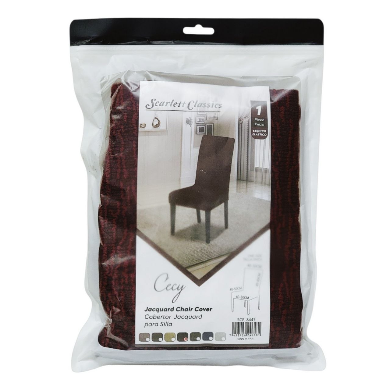 COBERTOR PROTECTOR ELASTICA PARA SILLA ESTILO JACQUARD SCARLETT CLASSICS