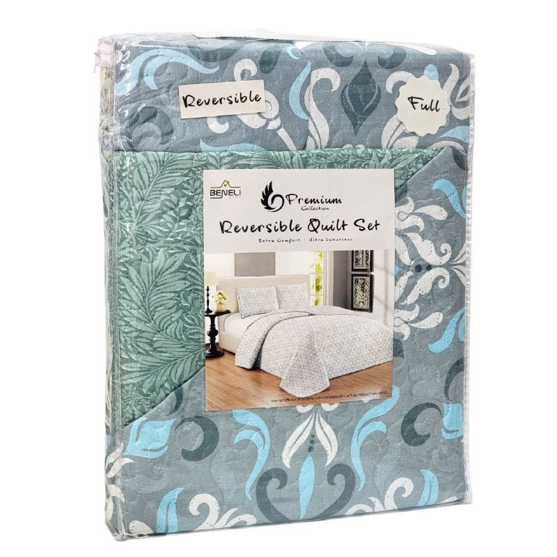 JUEGO DE EDREDON REVERSIBLE FULL MATRIMONIAL 3PCS BENELI HOME