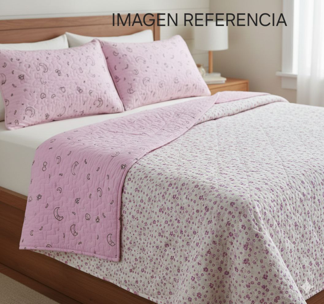 JUEGO DE EDREDON REVERSIBLE FULL MATRIMONIAL 3PCS BENELI HOME