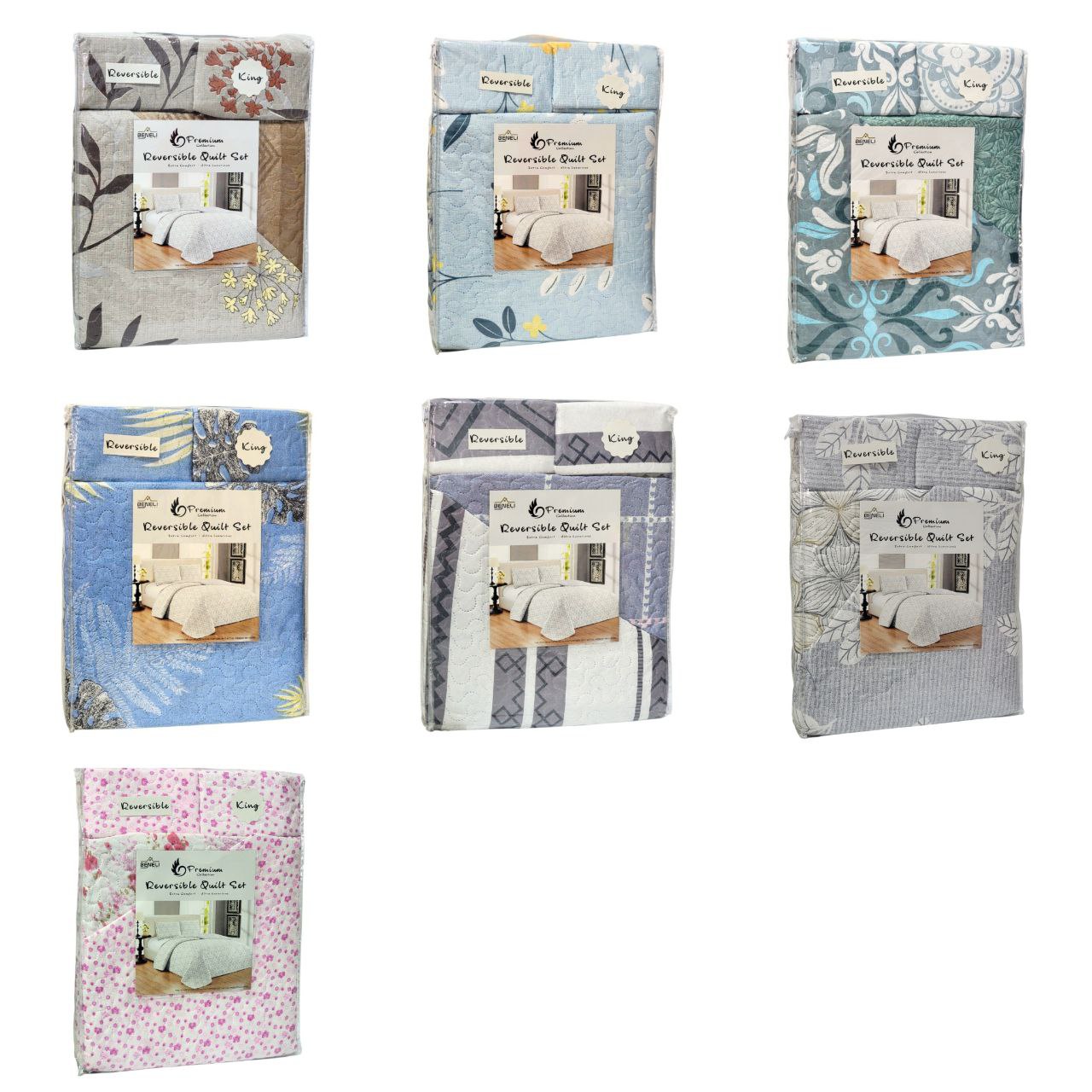 JUEGO DE EDREDON REVERSIBLE KING 3PCS BENELI HOME