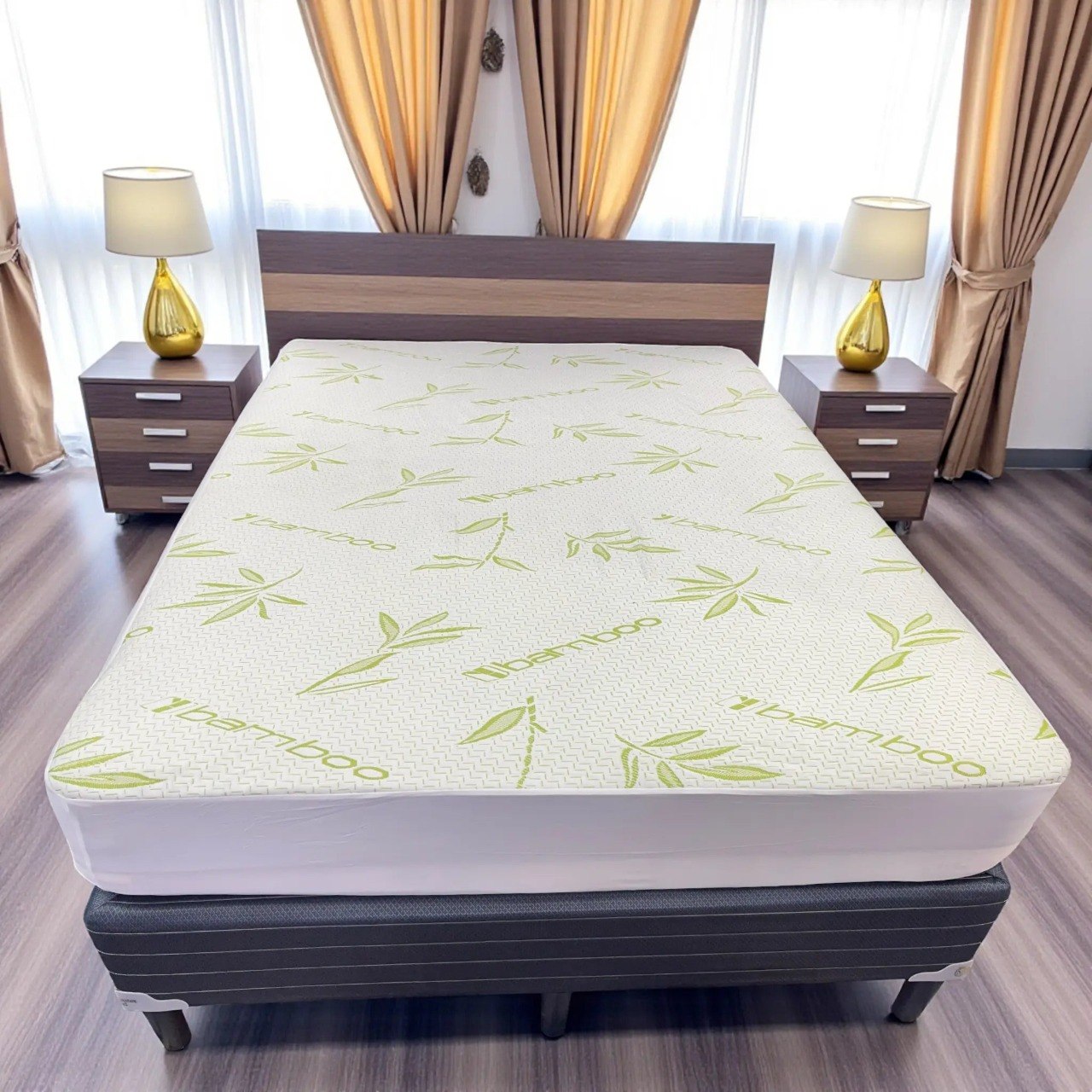 PROTECTOR DE COLCHON IMPERMEABLE CON TEJIDO DE BAMBU TAMAÑO KING BENELI HOME 98CMX203CM+38CM
