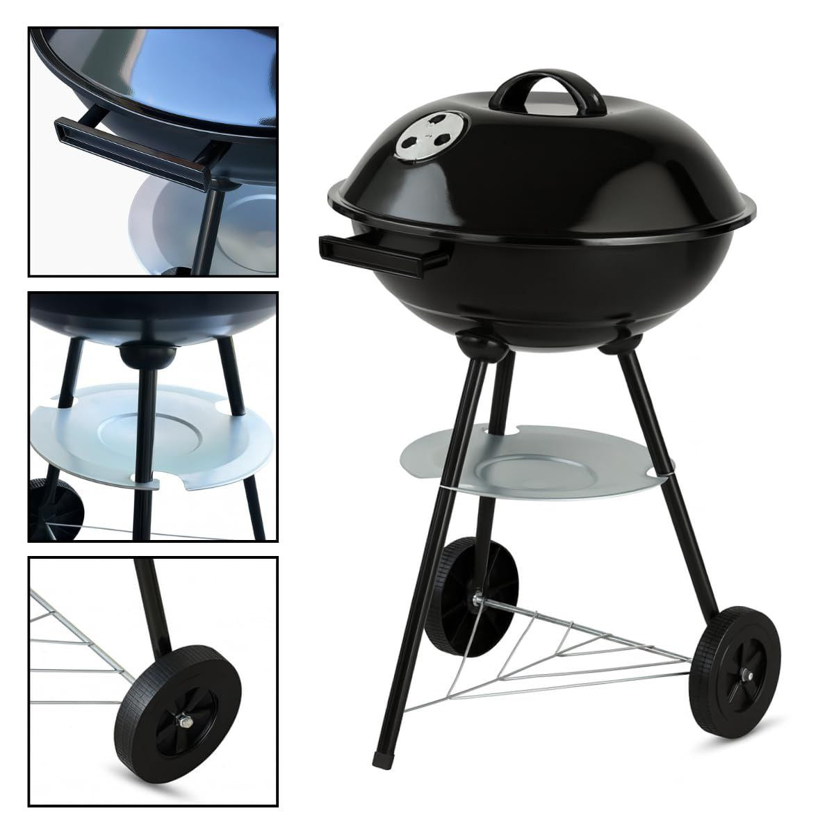 PARRILA BARBACOA DE CARRITO TIPO HERVIDOR 80X45CM