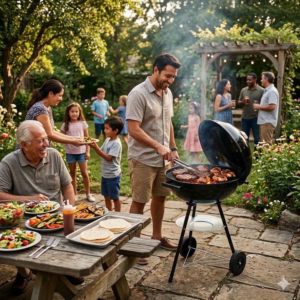 PARRILA BARBACOA DE CARRITO TIPO HERVIDOR 80X45CM