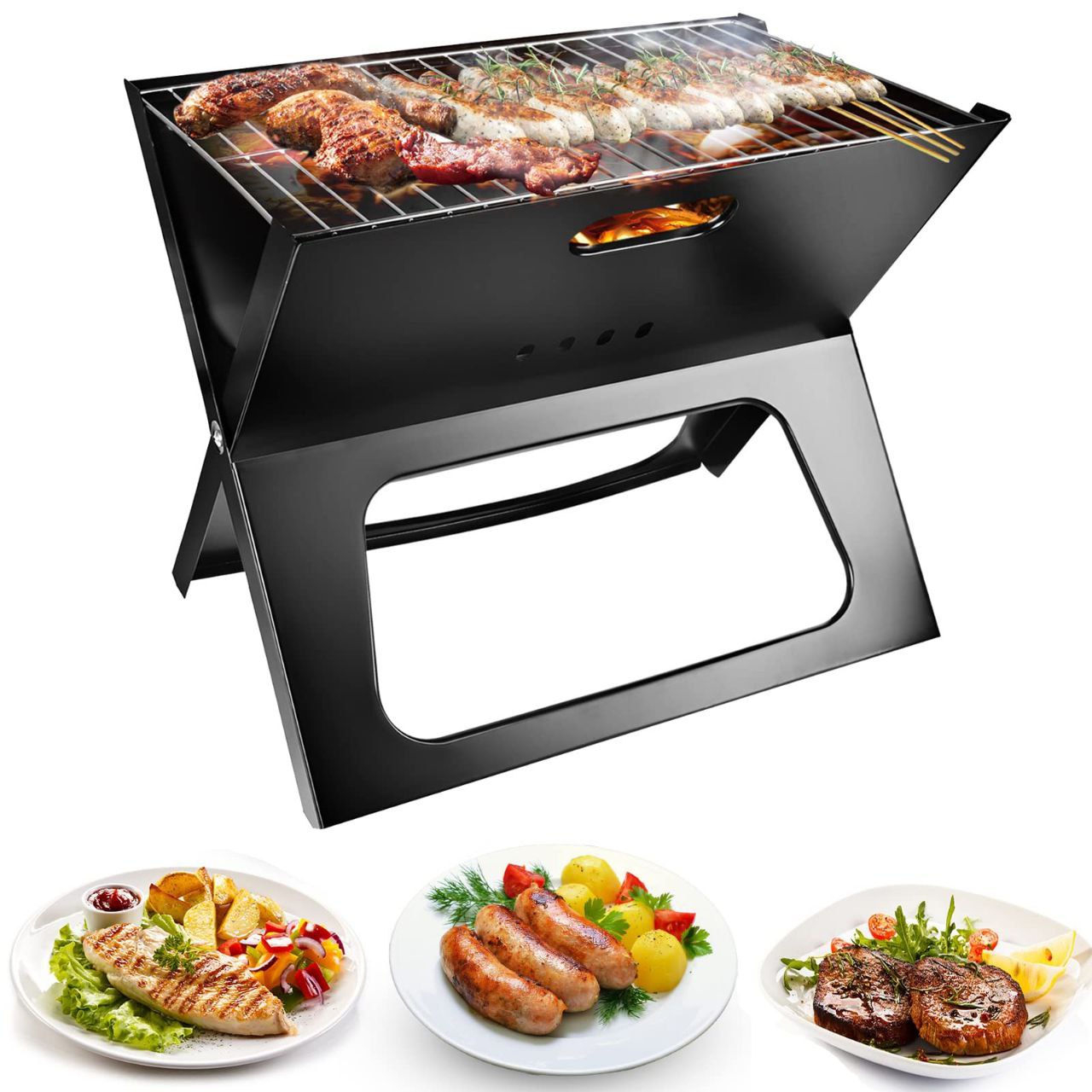 PARRILA DE CARBON PORTATIL Y PLEGABLE PARA EXTERIORES XINWAN 48X27.5CM