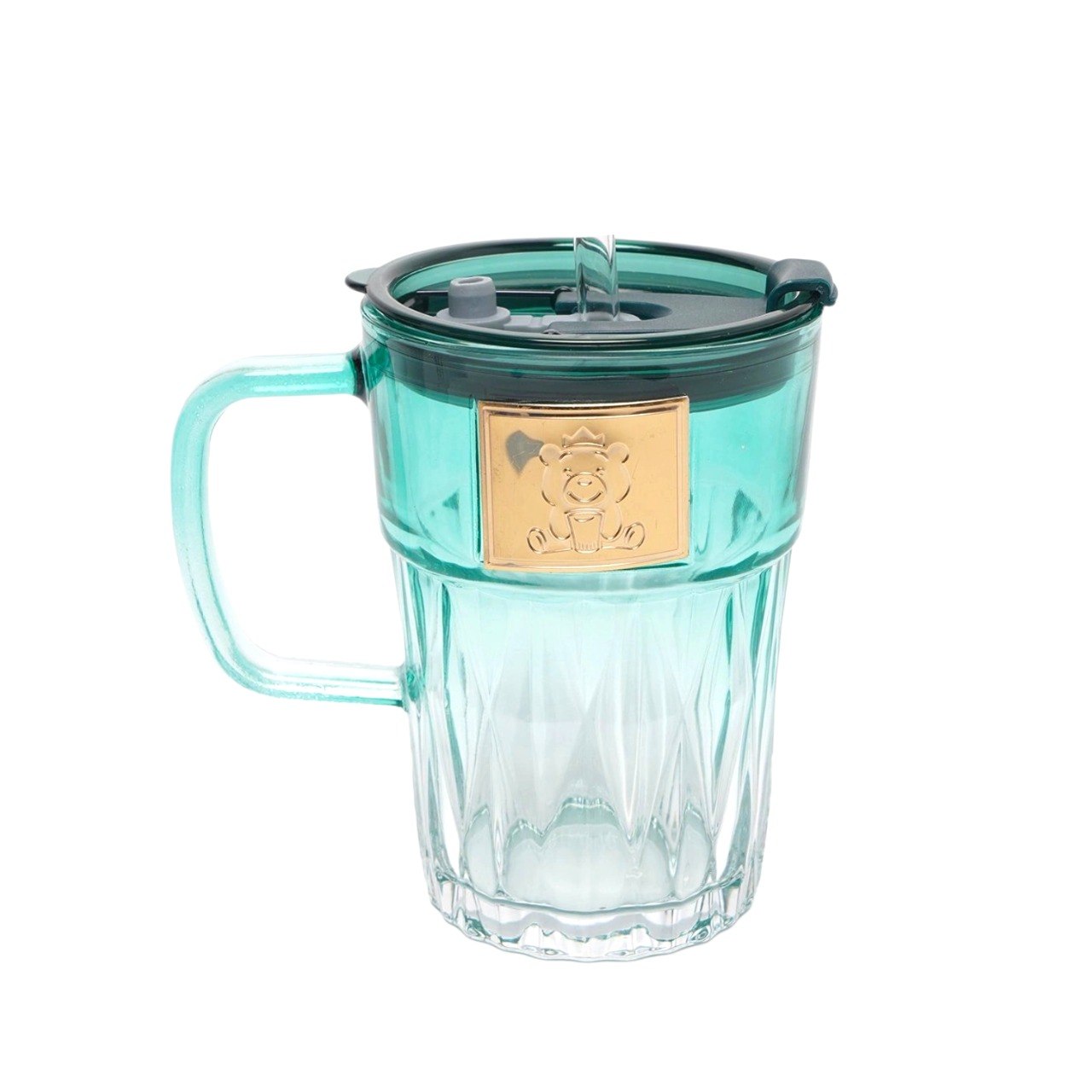 TAZA DE VIDRIO CON TAPA ACRILICA Y SELLO DE SEGURIDAD 14CM