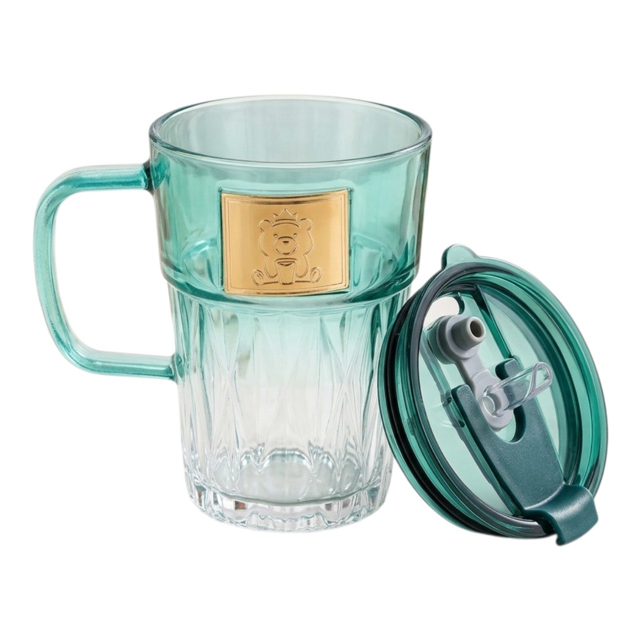 TAZA DE VIDRIO CON TAPA ACRILICA Y SELLO DE SEGURIDAD 14CM