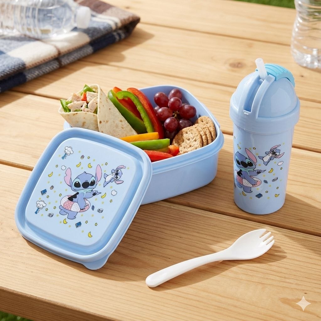 SET DE RECIPIENTE PANA PARA ALIMENTOS DE PERSONAJES INFANTILES CON BOTE Y CUBIERTO BENELI HOME