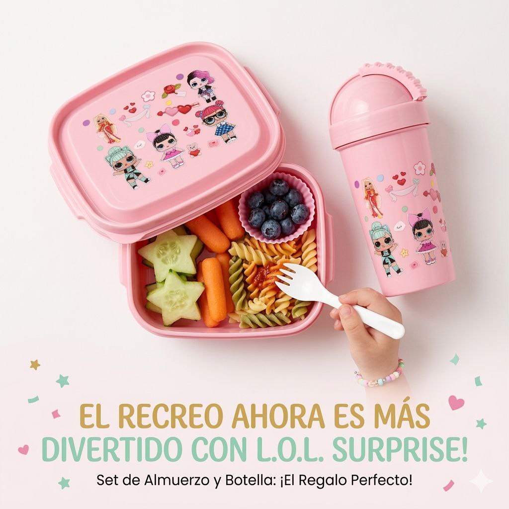 LONCHERA PANA CON VASO CON TAPA Y TENEDOR INFANTIL BENELI HOME 6X16X13CM
