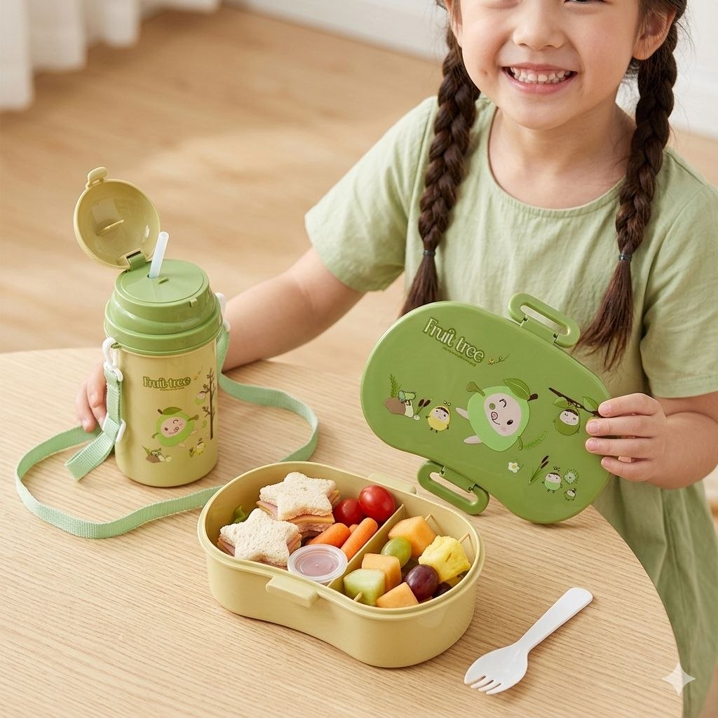 SET DE RECIPIENTE PANA PARA ALIMENTOS INFANTIL CON BOTE CON CORREA Y CUBIERTO BENELI HOME