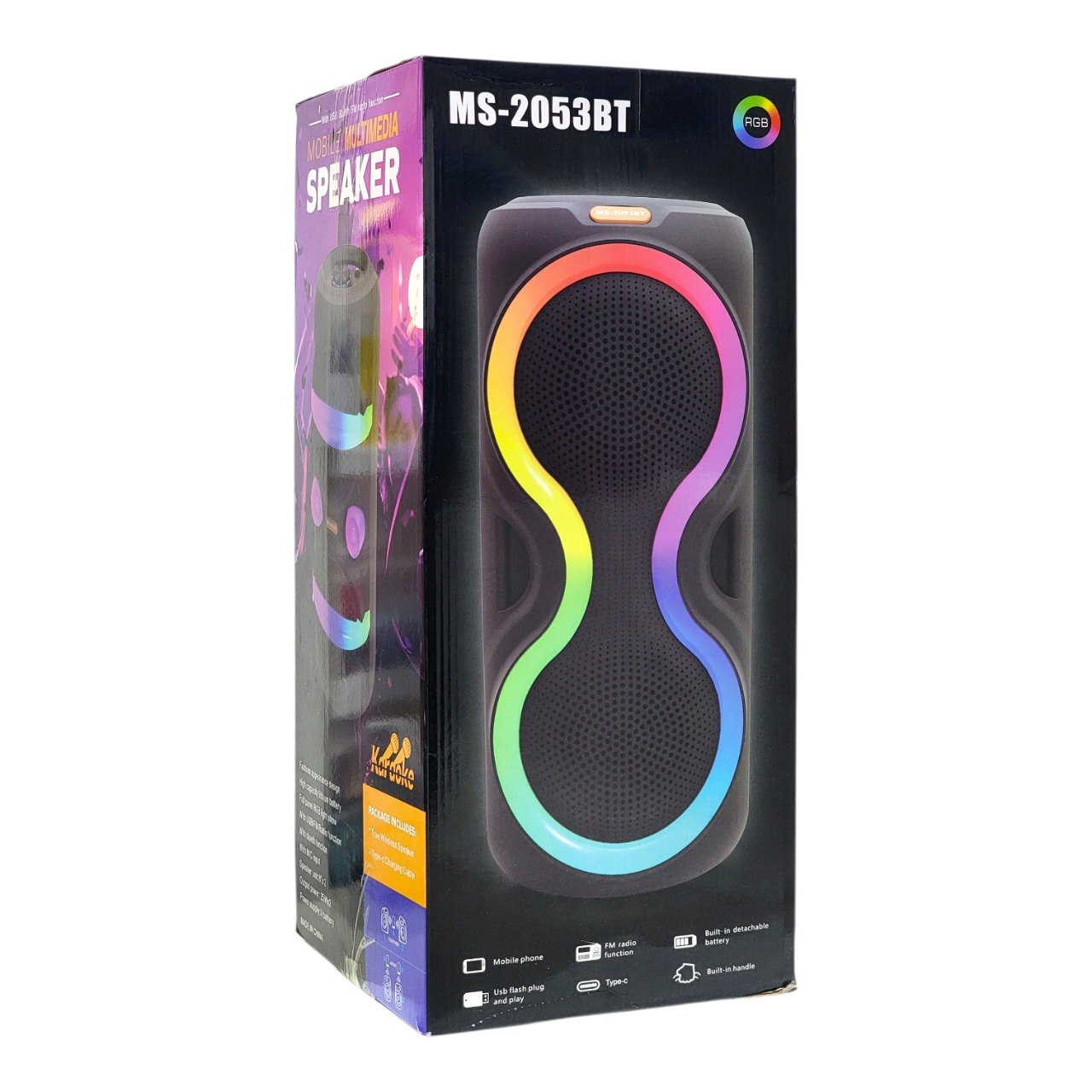 PARLANTE ALTAVOZ INALAMBRICO PORTATIL CON LUCES LED RGB MODELO MS-2053BT