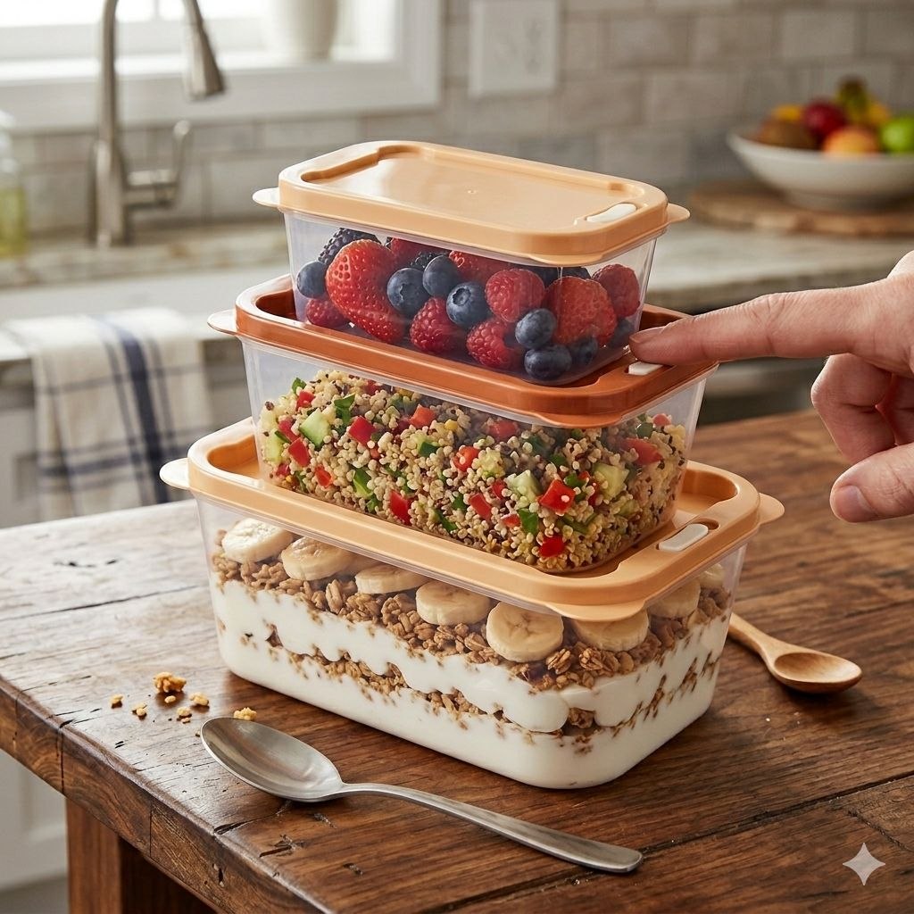 SET DE RECIPIENTES PANAS PARA ALIMENTOS HERMETICOS APILABLES 3PCS BENELI HOME