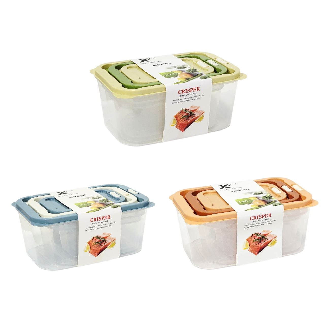 SET DE RECIPIENTES PANAS PARA ALIMENTOS HERMETICOS APILABLES 3PCS BENELI HOME