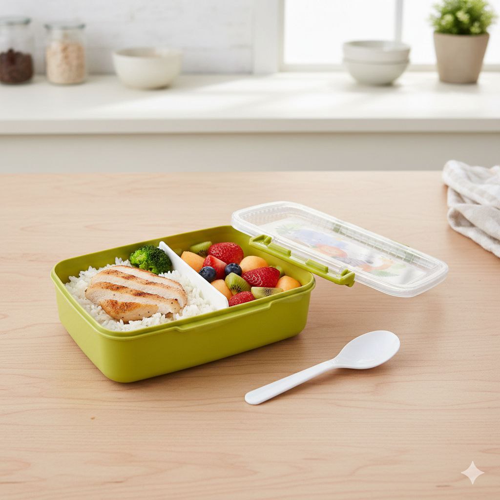RECIPIENTE PANA PARA ALIMENTOS CON DIVISION INCLUYE CUCHARA BENELI HOME 13X17X6.5CM