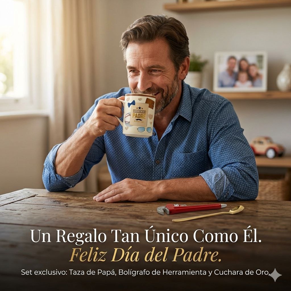 SET DE TAZA DE REGALO PARA PAPÁ CON CUCHARA DE LUJO Y LAPIZ EN FORMA DE LLAVE INGLESA BENELI HOME