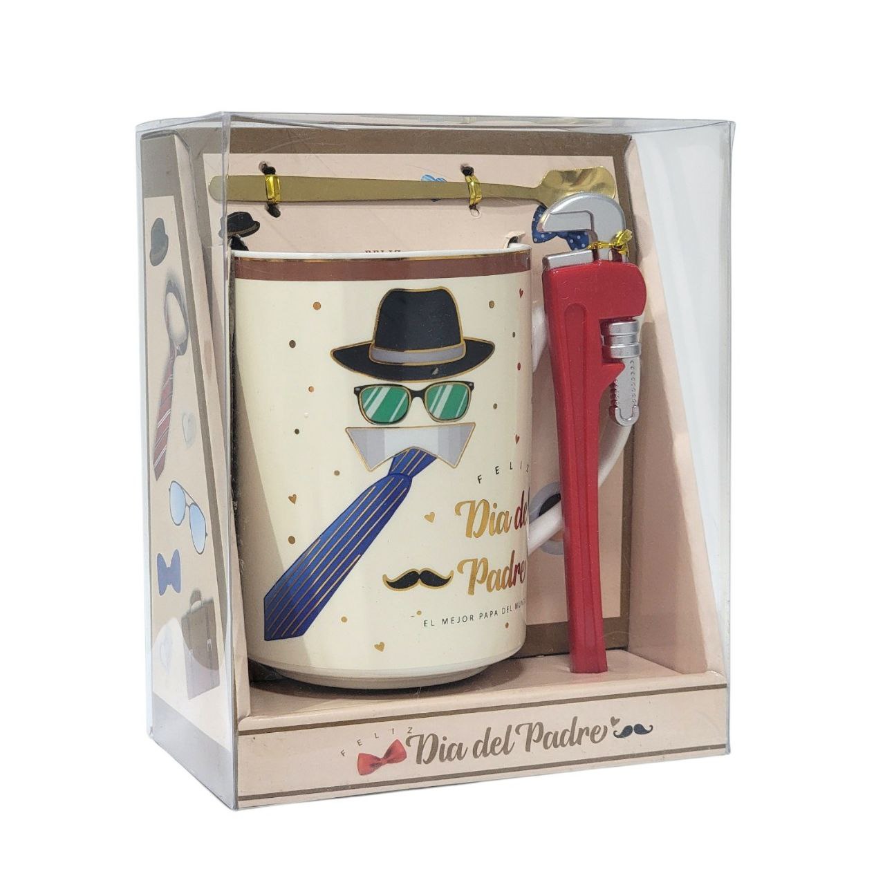 SET DE TAZA DE REGALO PARA PAPÁ CON CUCHARA DE LUJO Y LAPIZ EN FORMA DE LLAVE INGLESA BENELI HOME