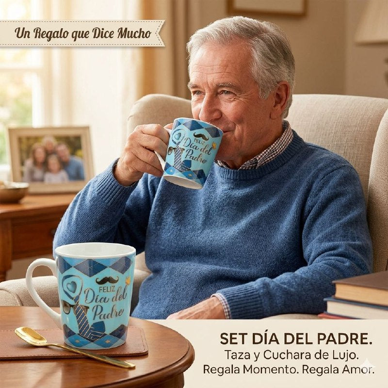 SET DE TAZA DE REGALO PARA PAPÁ CON CUCHARA DE LUJO BENELI HOME