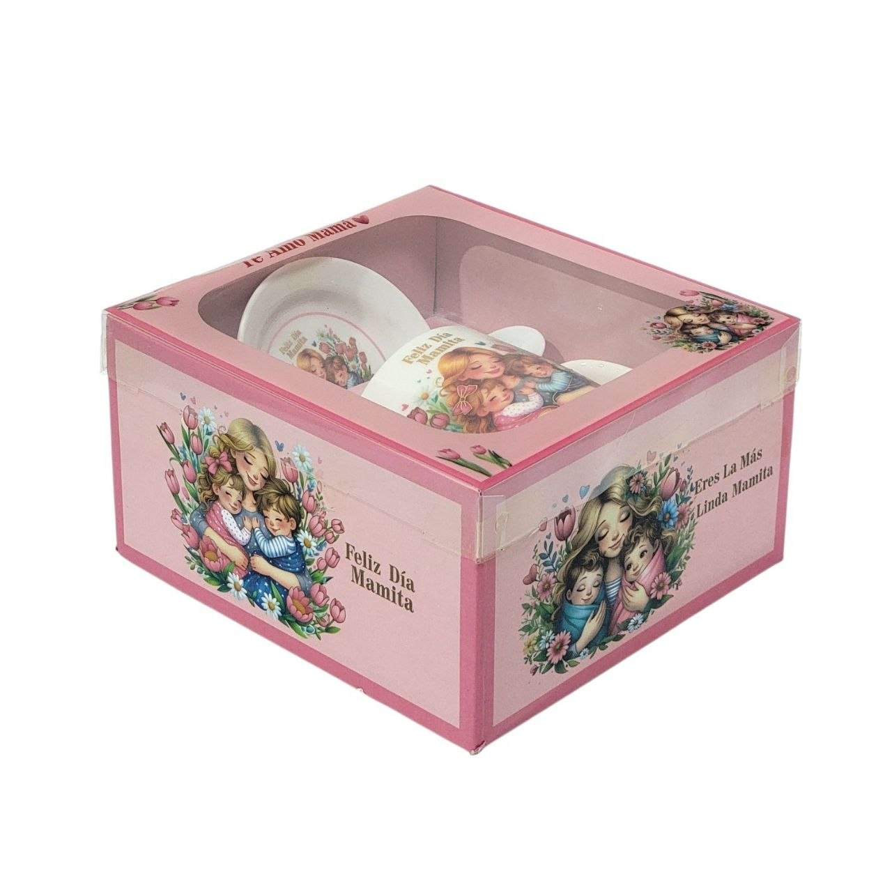 SET DE TAZA DE REGALO PARA DIA DE LA MADRE CON PLATO Y CUCHARA