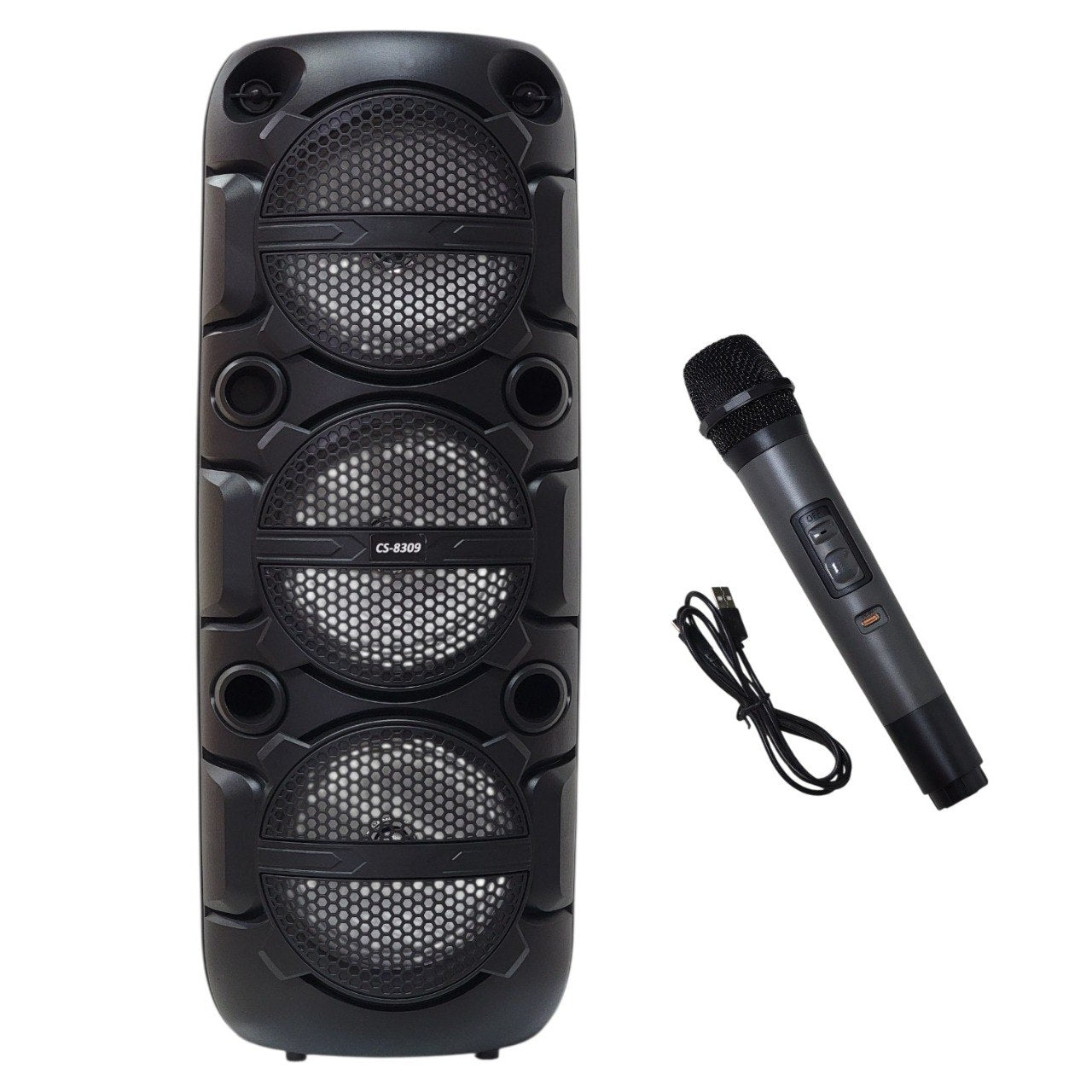 PARLANTE ALTAVOZ DE TORRE INALAMBRICO PORTATIL CON ILUMINACION RGB COMPLETO MODELO CS-8309 60CM