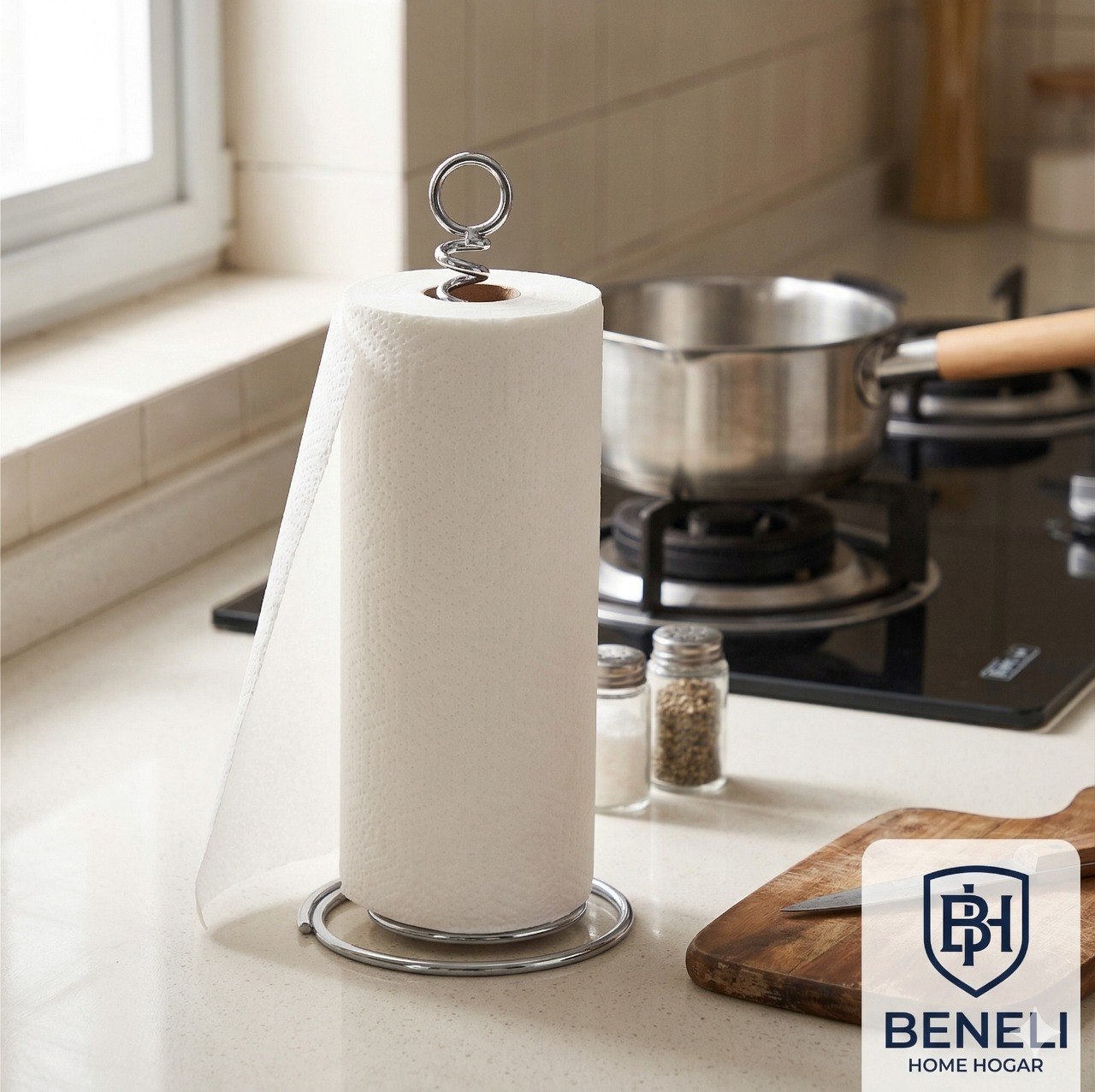 SUJETADOR PARA PAPEL DE COCINA CON DIAMANTE DE CRISTAL BENELI HOME 32CM