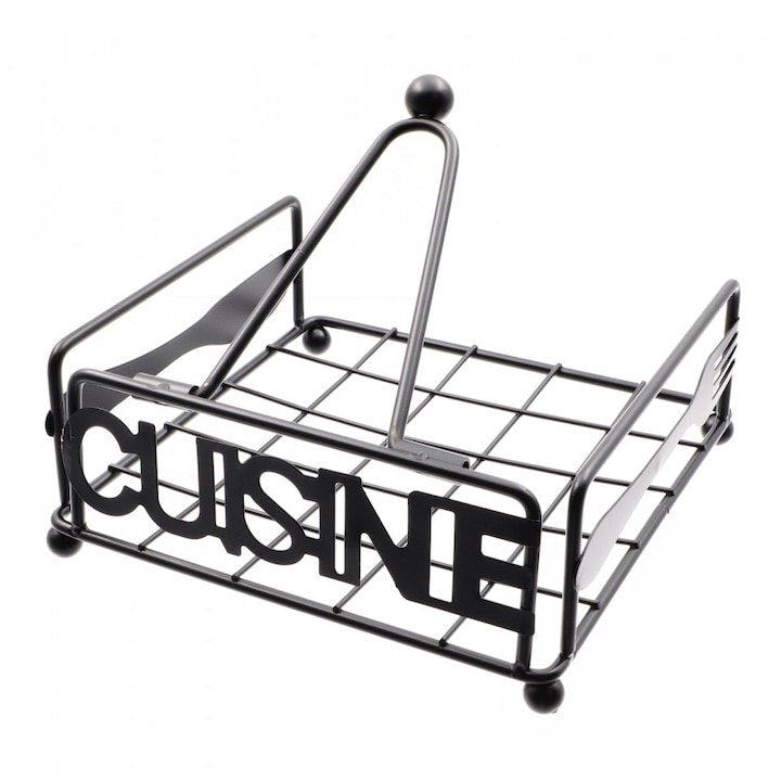 SERVILLETERO DE MESA INDUSTRIAL DE METAL COLOR NEGRO MATE 19X19