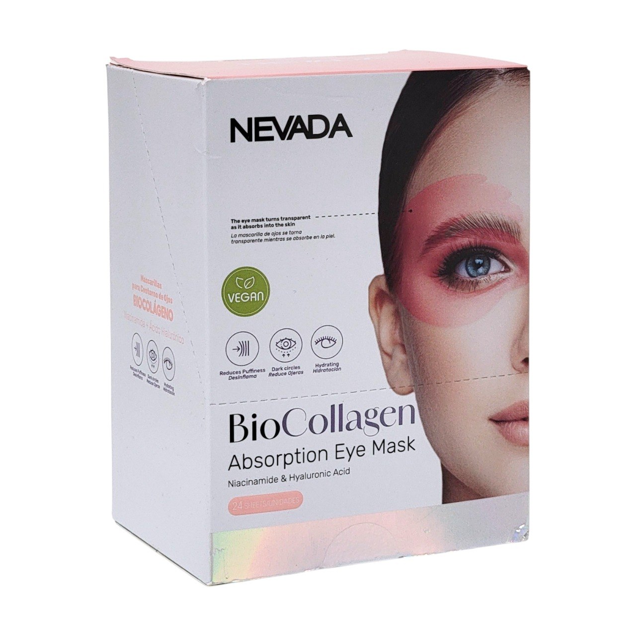 PARCHES DE OJOS ILUMINADORES DE BIOCOLAGENO CON NIACINAMIDA Y ACIDO HIALURONICO NEVADA 1 PAR