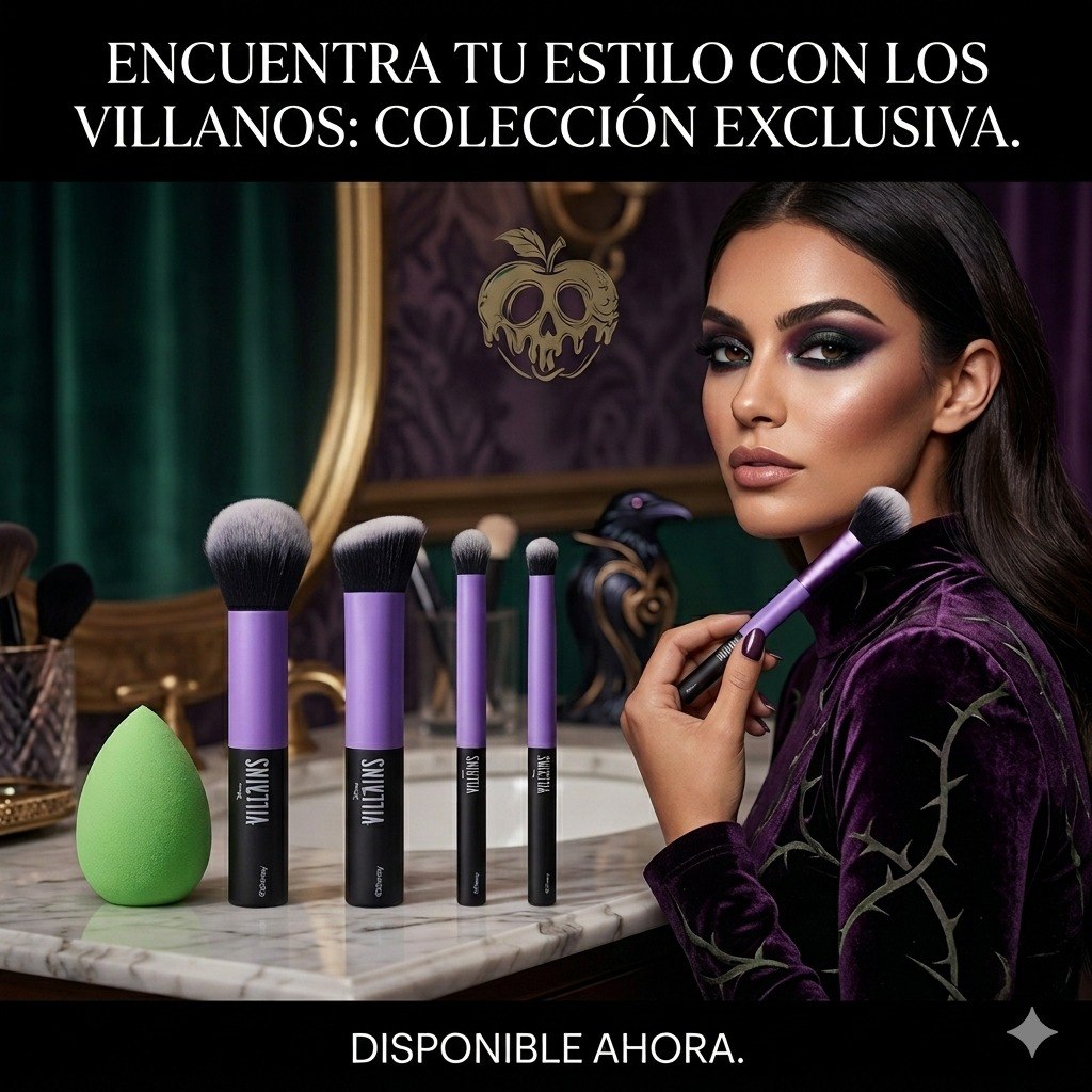 SET DE BROCHAS DE MAQUILLAJE DE DISNEY VILLAINS 5PCS NEVADA