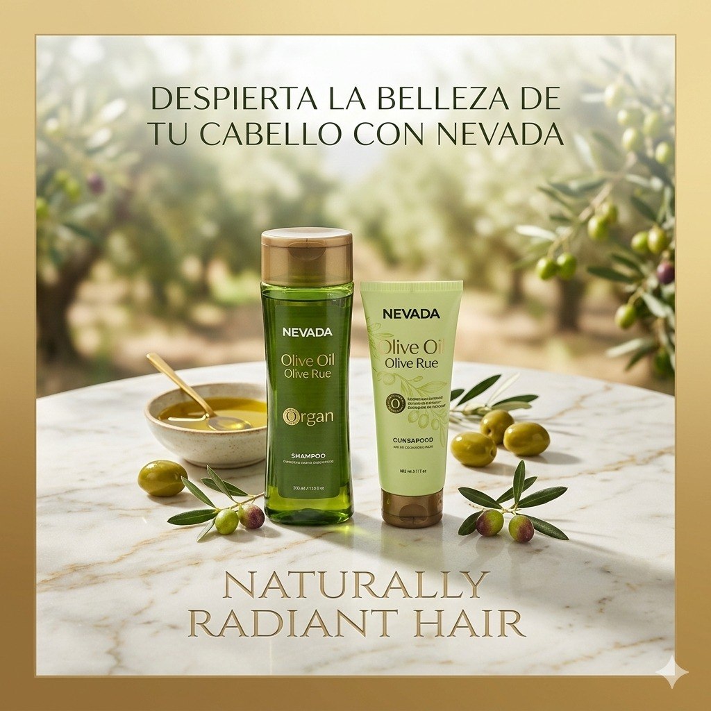 SET DE SHAMPOO Y ACONDICIONADOR HIDRATANTES CON EXTRACTO NATURAL DE ACEITE DE OLIVA 2PCS NEVADA
